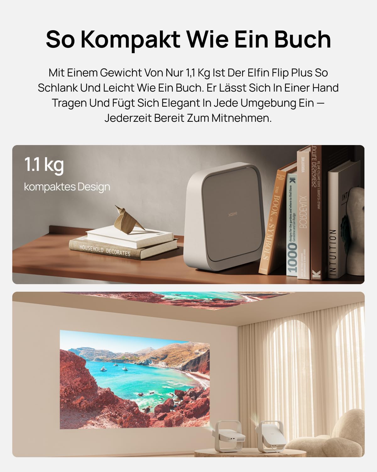 Tragbarer Beamer Elfin Flip Plus, Elfin Flip Plus
