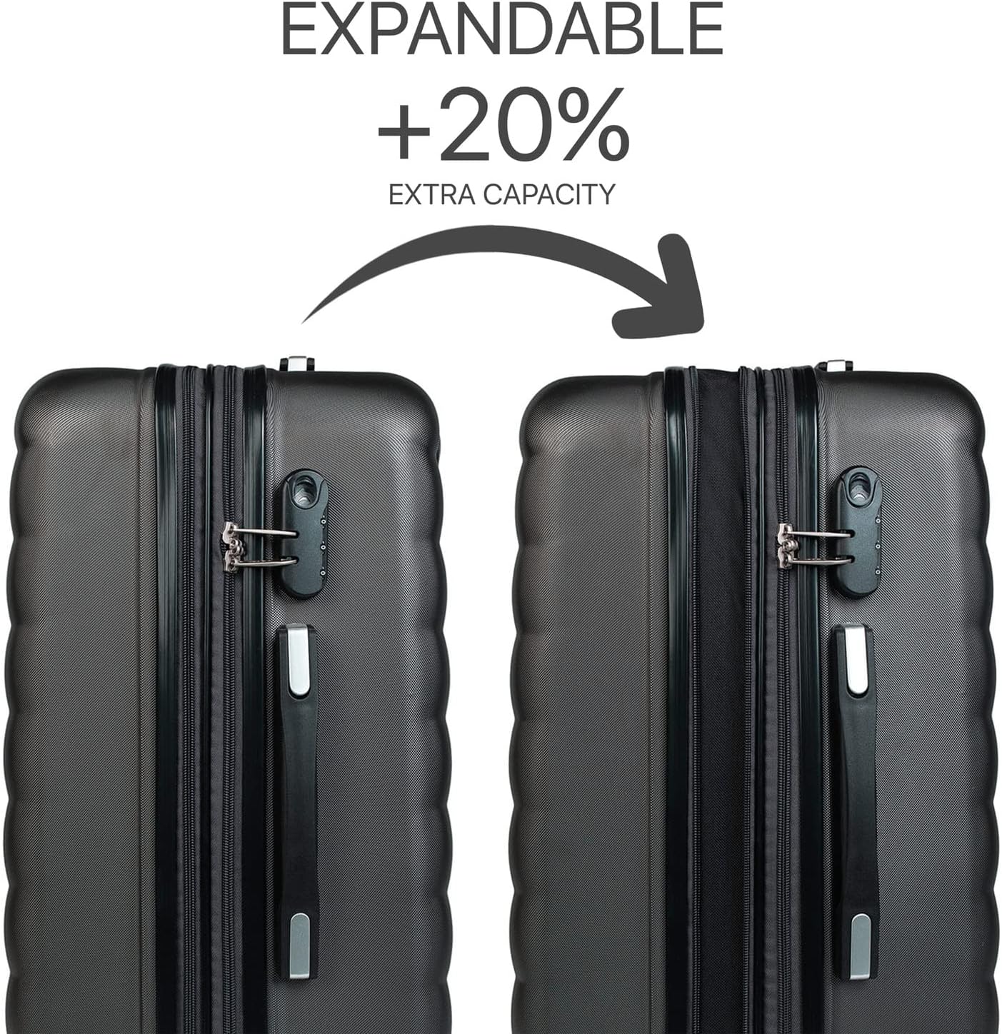 Hartschalenkoffer mit Beauty-Case, Antrazit M + XS