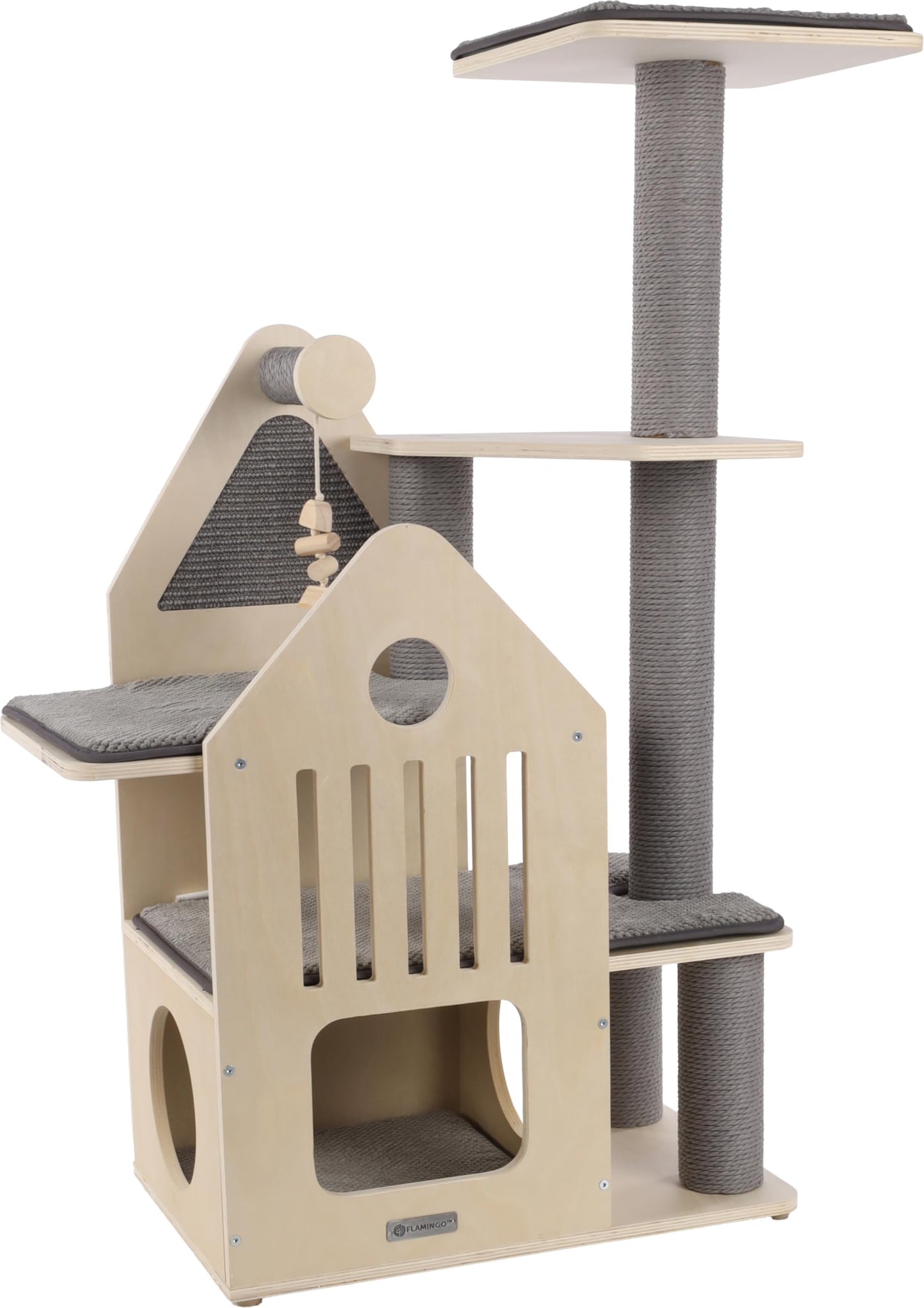 Kratzbaum Kaisa, Kaisa – Grau & Beige – 114 cm