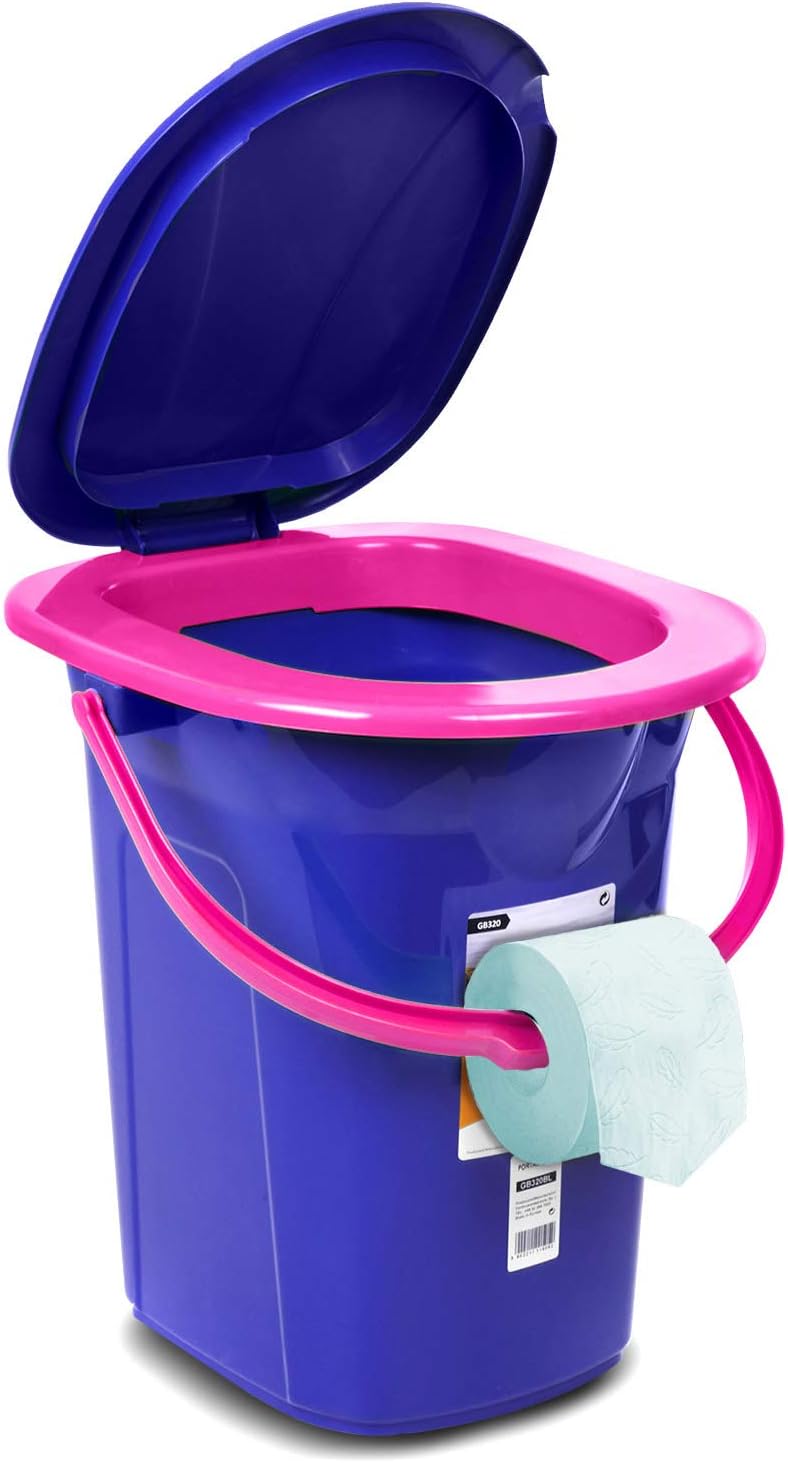 Mobile Campingtoilette, Blau / Rosa