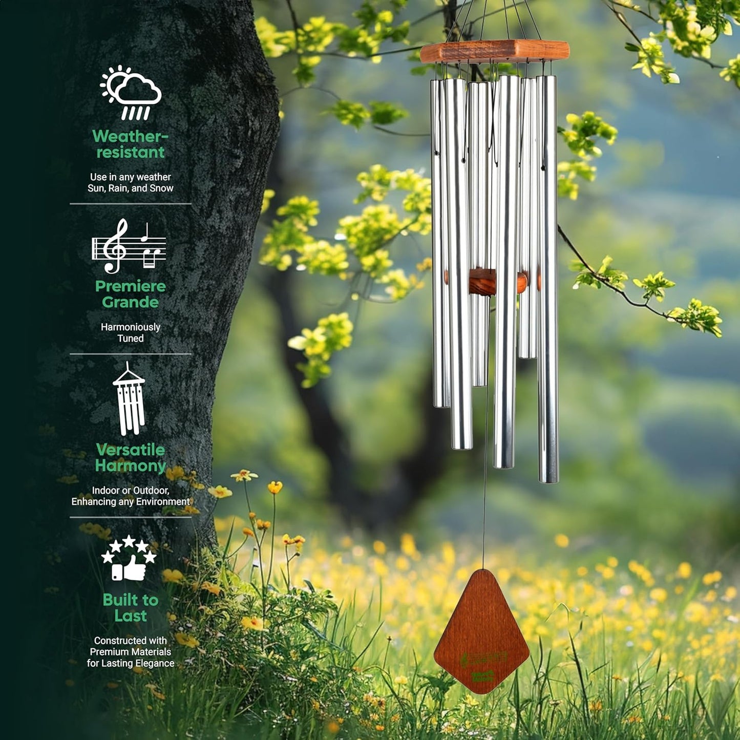 Art Bizniz Windspiel, 24" Silber