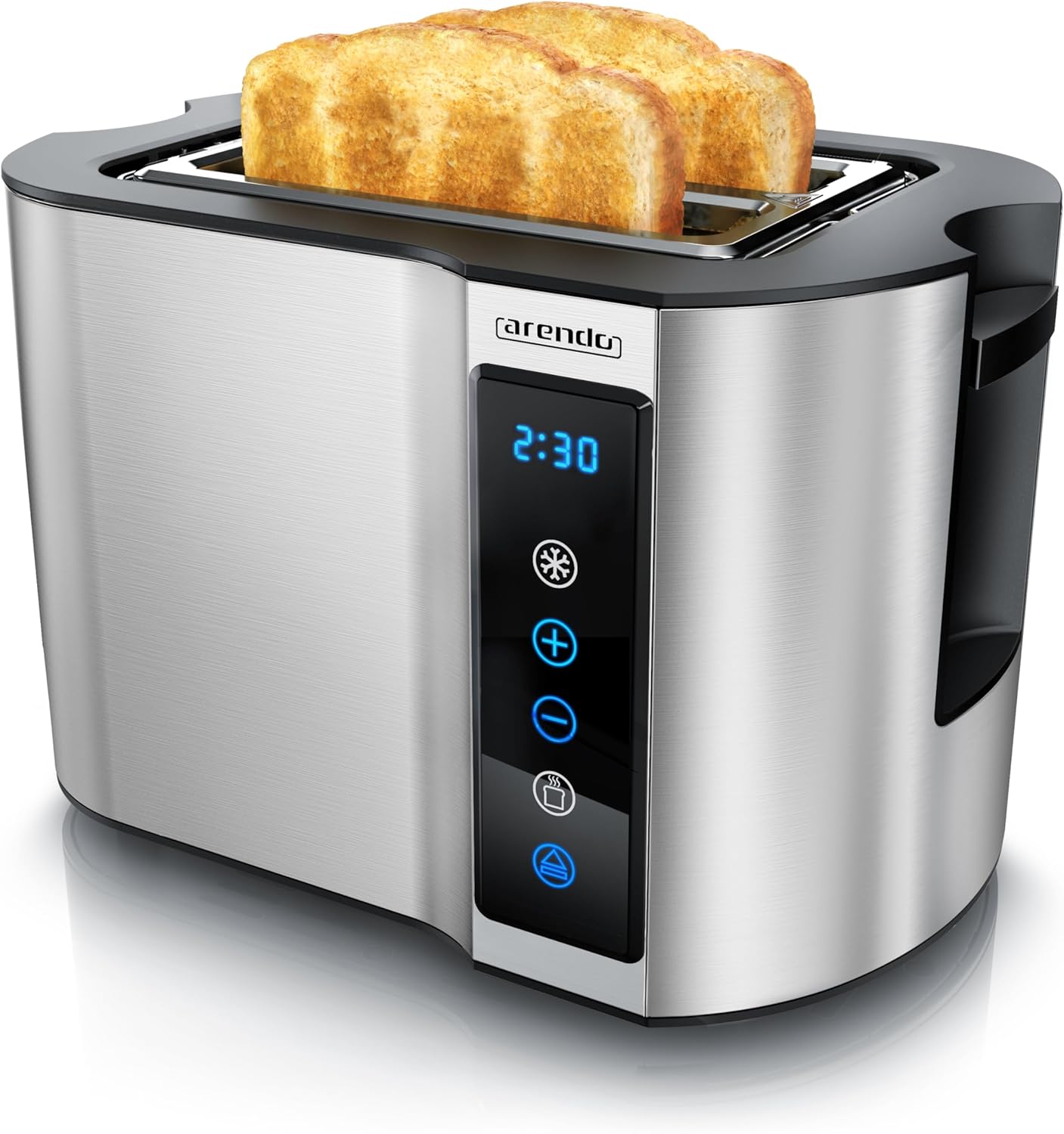 Touch Toaster mit Brötchenaufsatz und Display, B: Silber