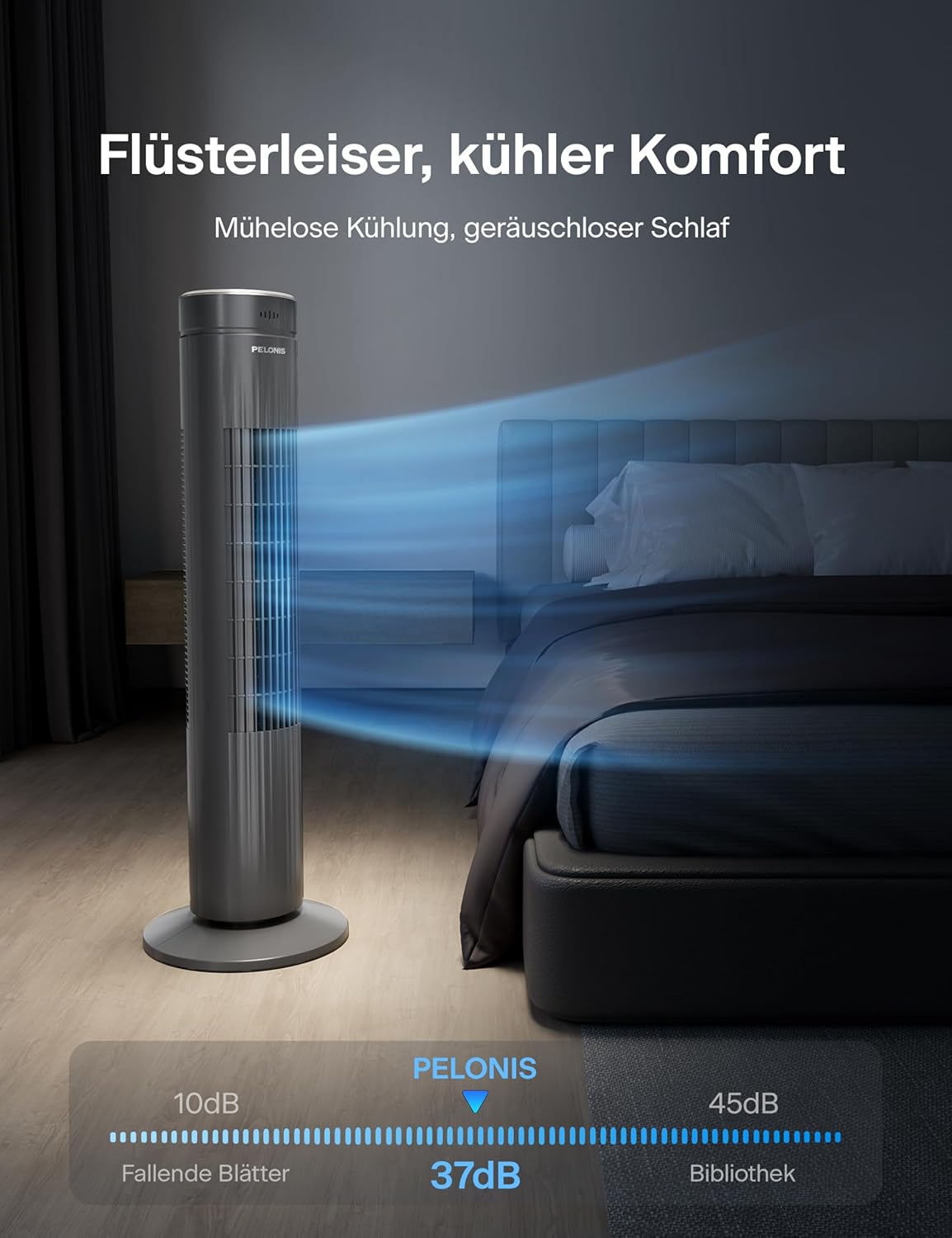 Turmventilator mit Fernbedienung, 76CM Turmventilator