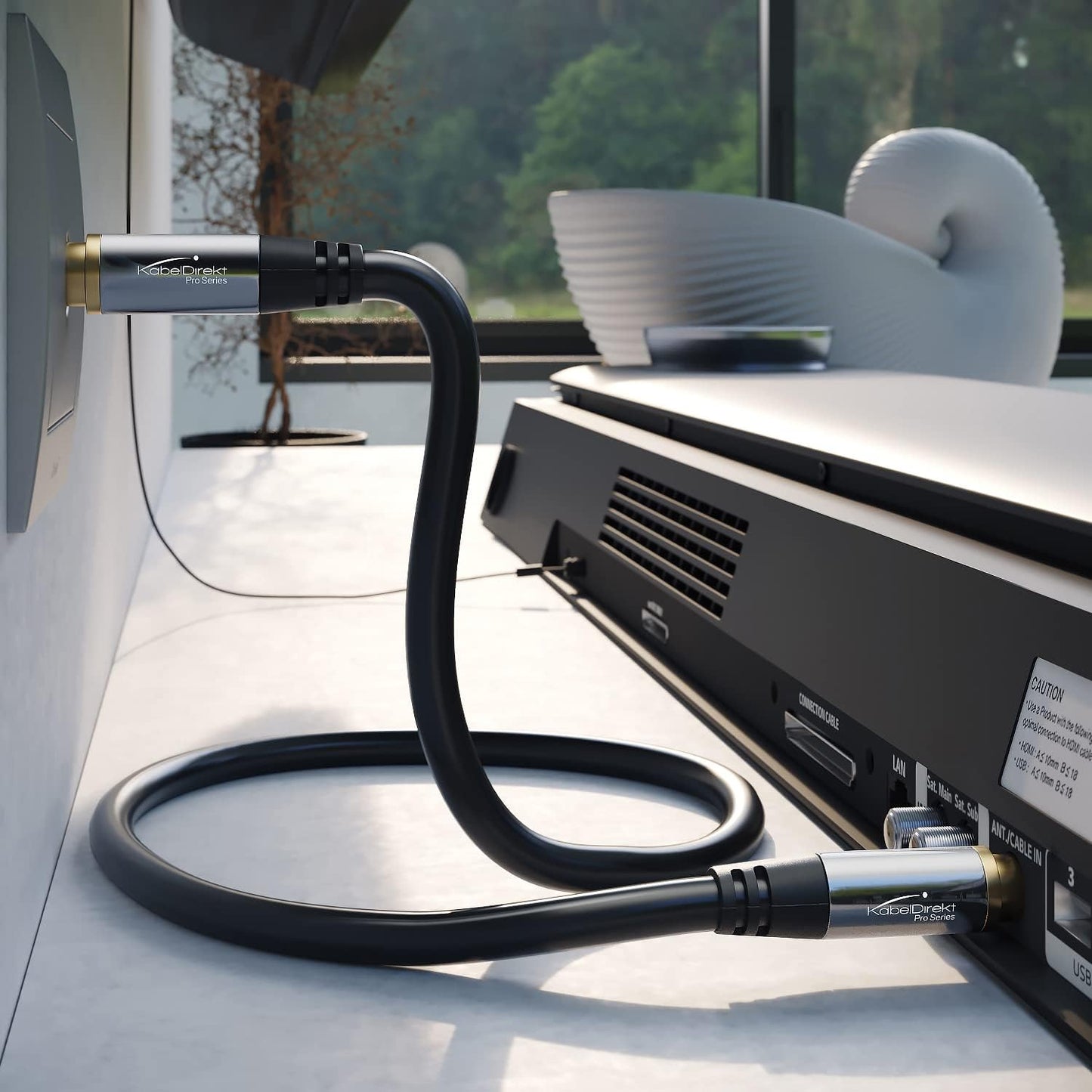 4K Antennenkabel für TV (20 m), 20m Schwarz