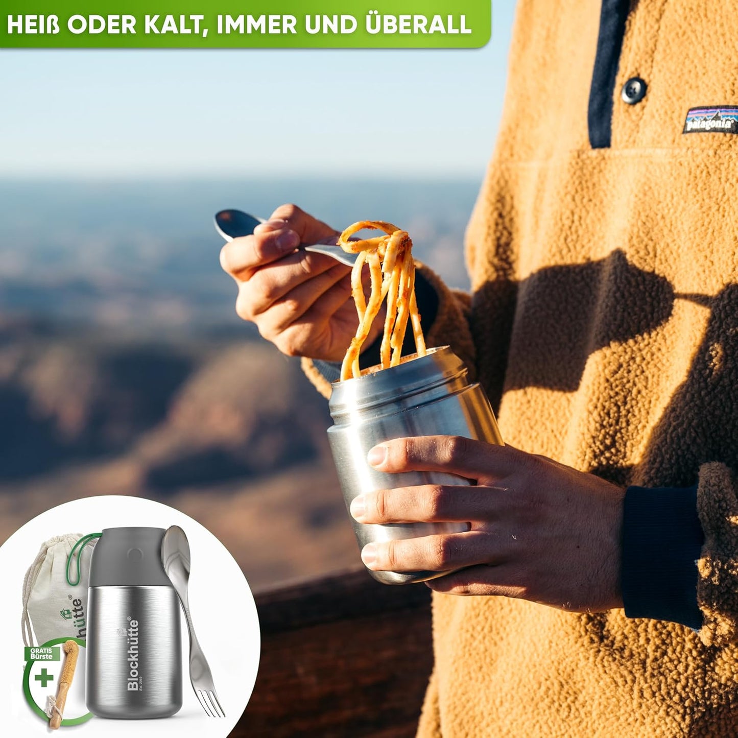 Thermobecher für Essen, 530ml Edelstahl, Silber 530 ml