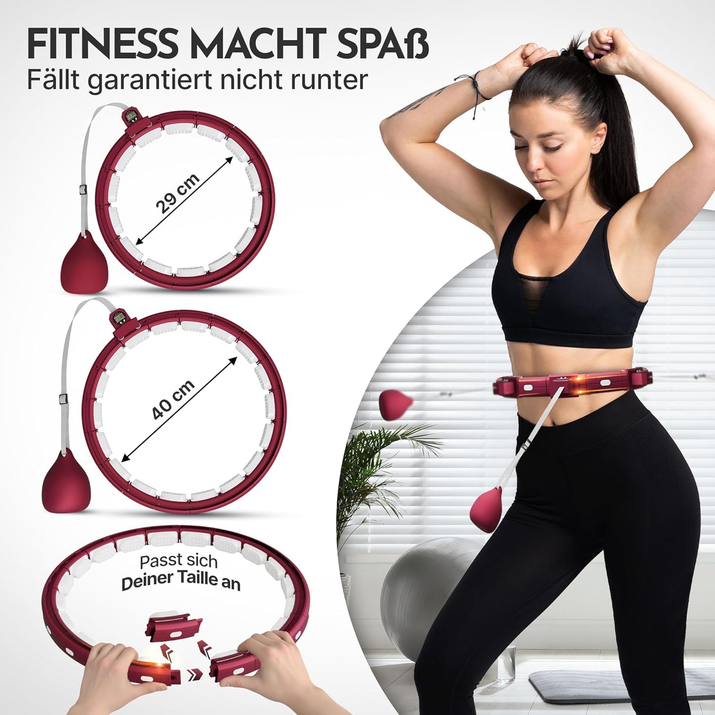 Smart Hula Hoop Reifen mit Tracking-Funktion, Berry