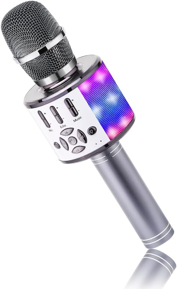 Kabelloses Bluetooth-Mikrofon mit LED-Lichtern, Space Grey
