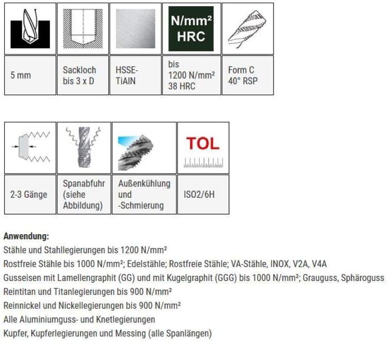Baer Maschinengewindebohrer M6 HSSE TiAIN