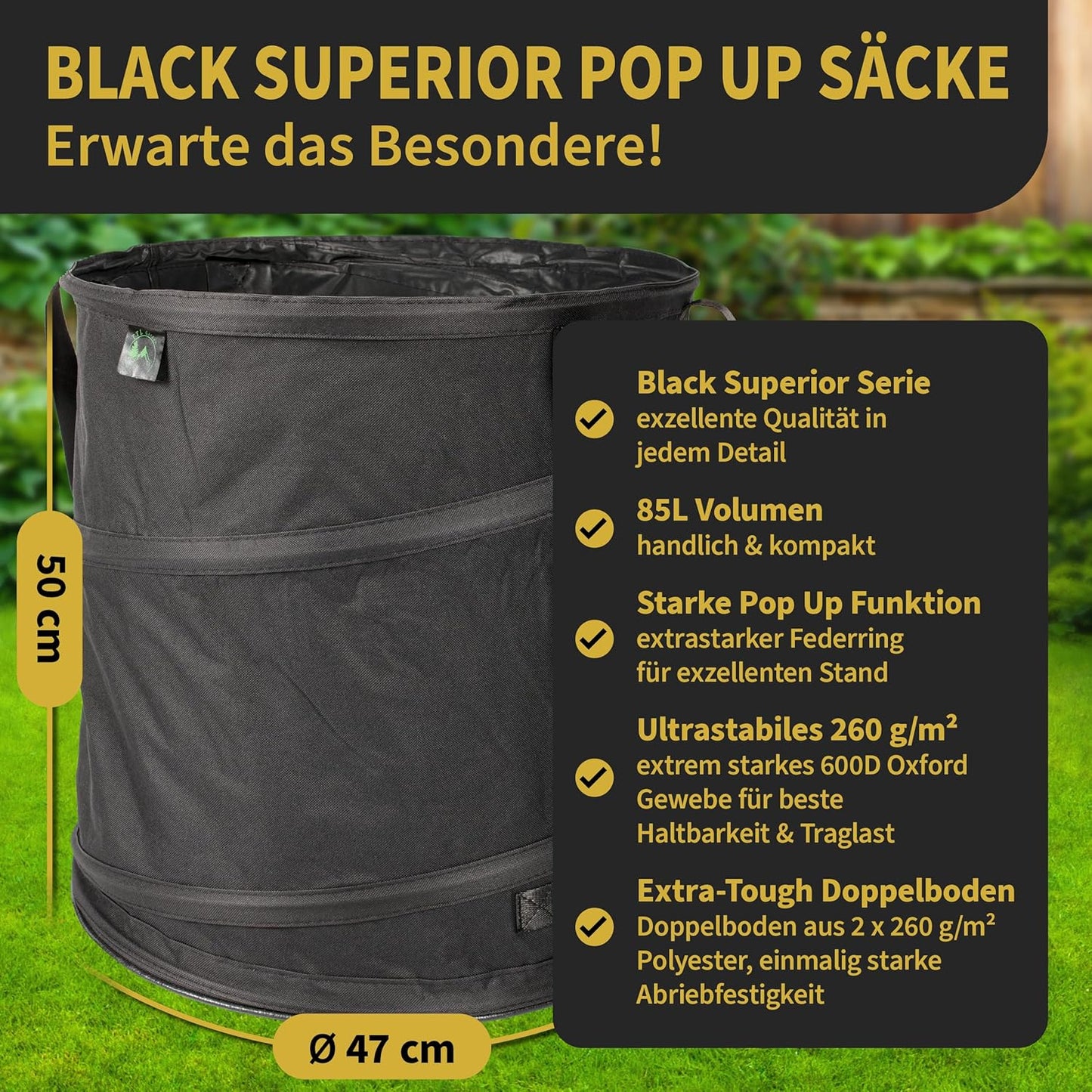 3er-Set Gartensack Black Superior, 85 Liter 3x