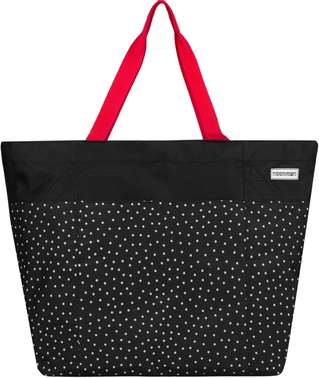 Strandtasche, Schwarz Weiss Gepunktet