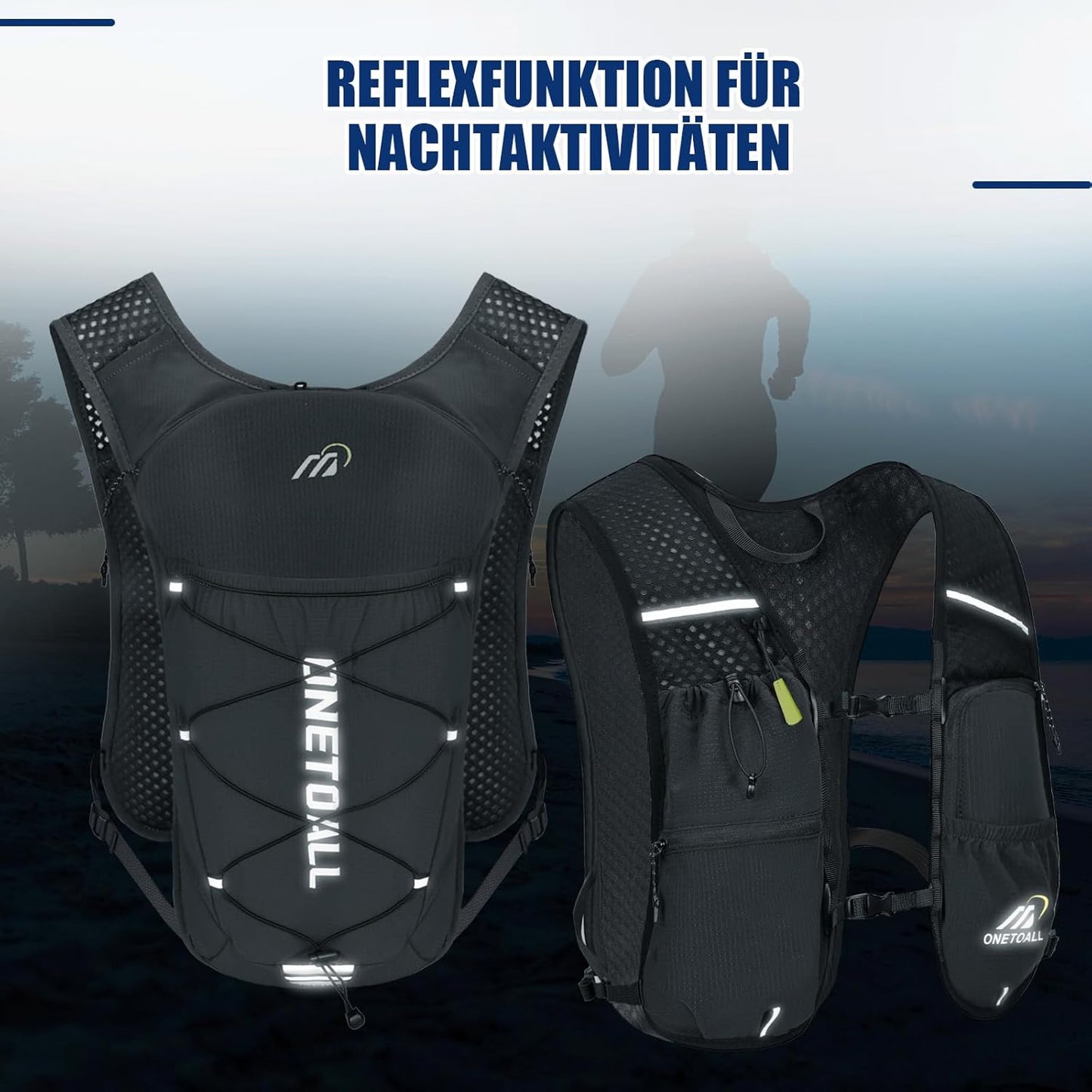 Trinkrucksack mit Trinkblase, dunkelgrau mit trinkblase