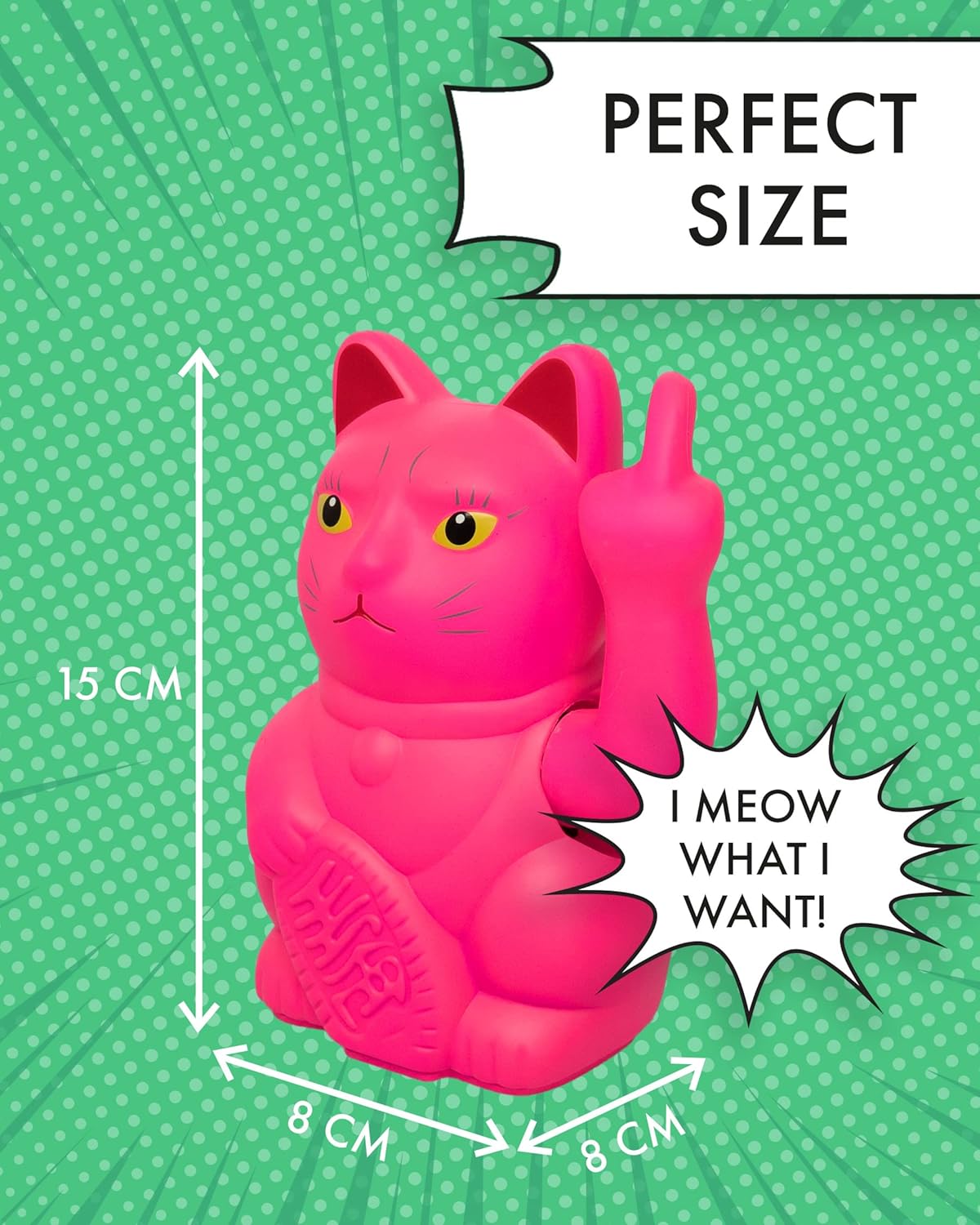 Winkekatze mit Mittelfinger, Neon Pink