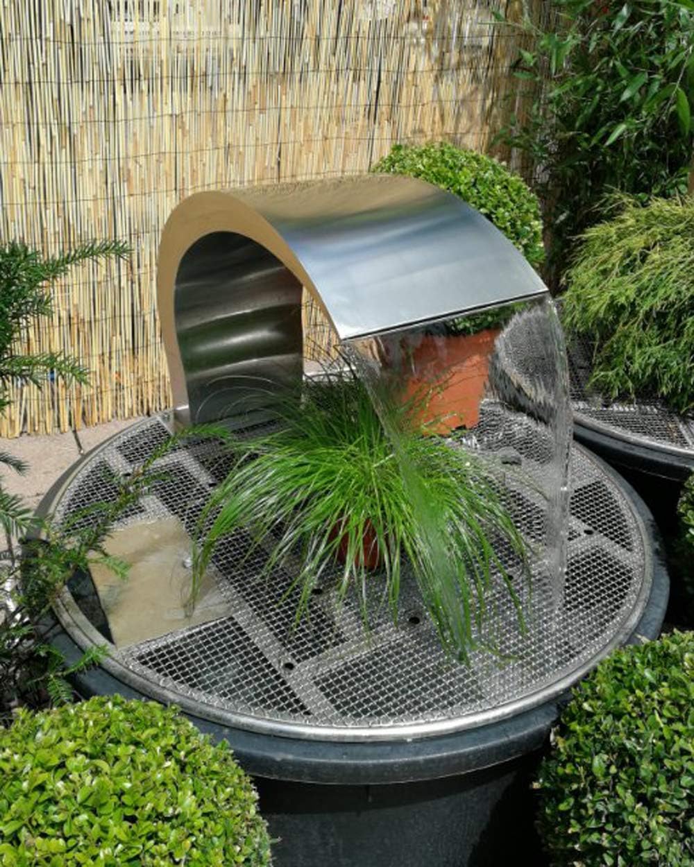 Abdeckgitter-Set mit PE-Becken für Springbrunnen, 26102-Edelstahlgitter-Set