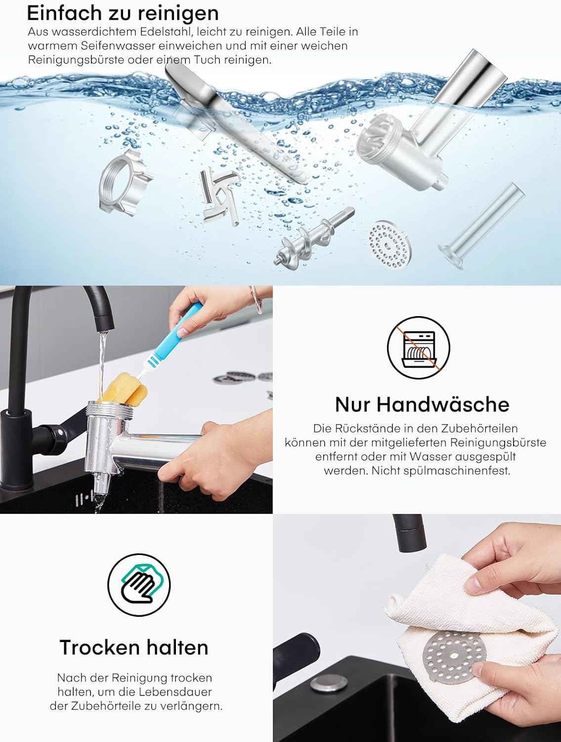 Fleischwolf-Aufsatz für Kitchenaid mit Zubehör-Set