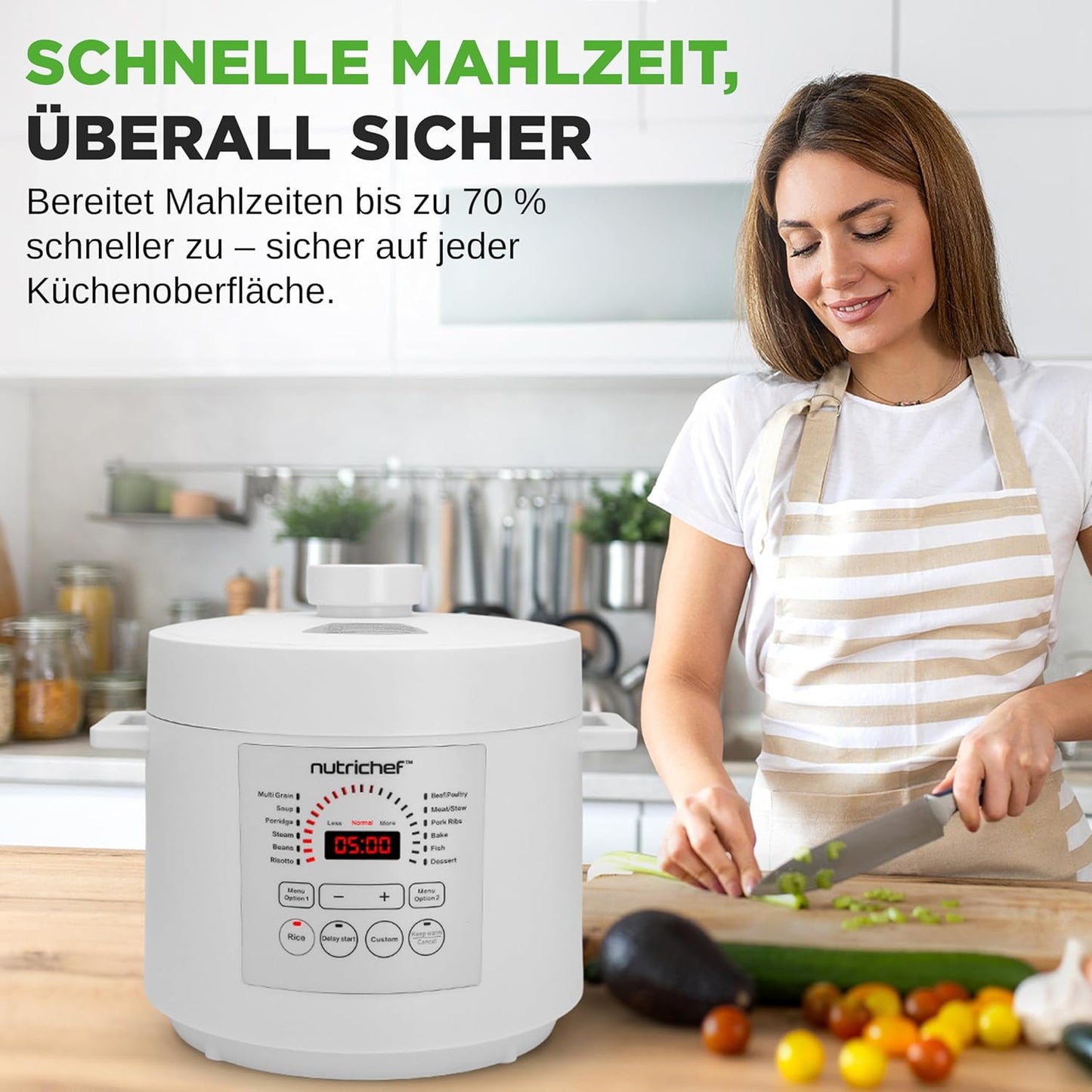 Multikocher mit 12 Programmen und LCD-Display, Weiss
