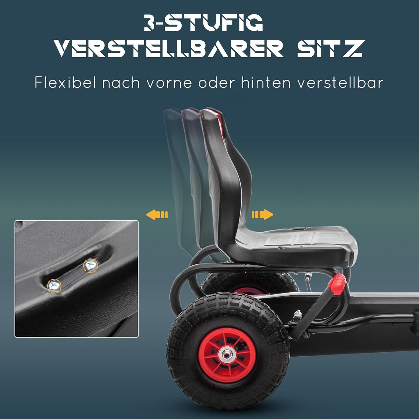 Tretfahrzeug für Kinder, Rot+schwarz
