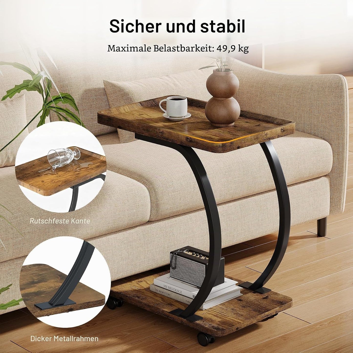 Beistelltisch in C-Form