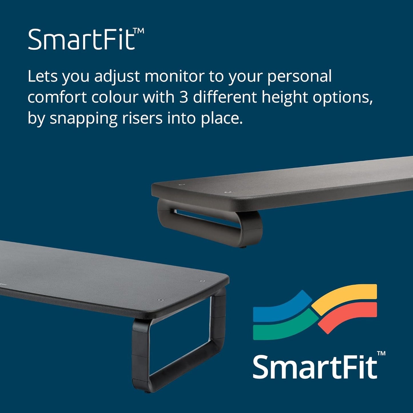 SmartFit Monitorstand für breite Bildschirme, Schwarz Bis 27 Zoll Monitor Extra breit