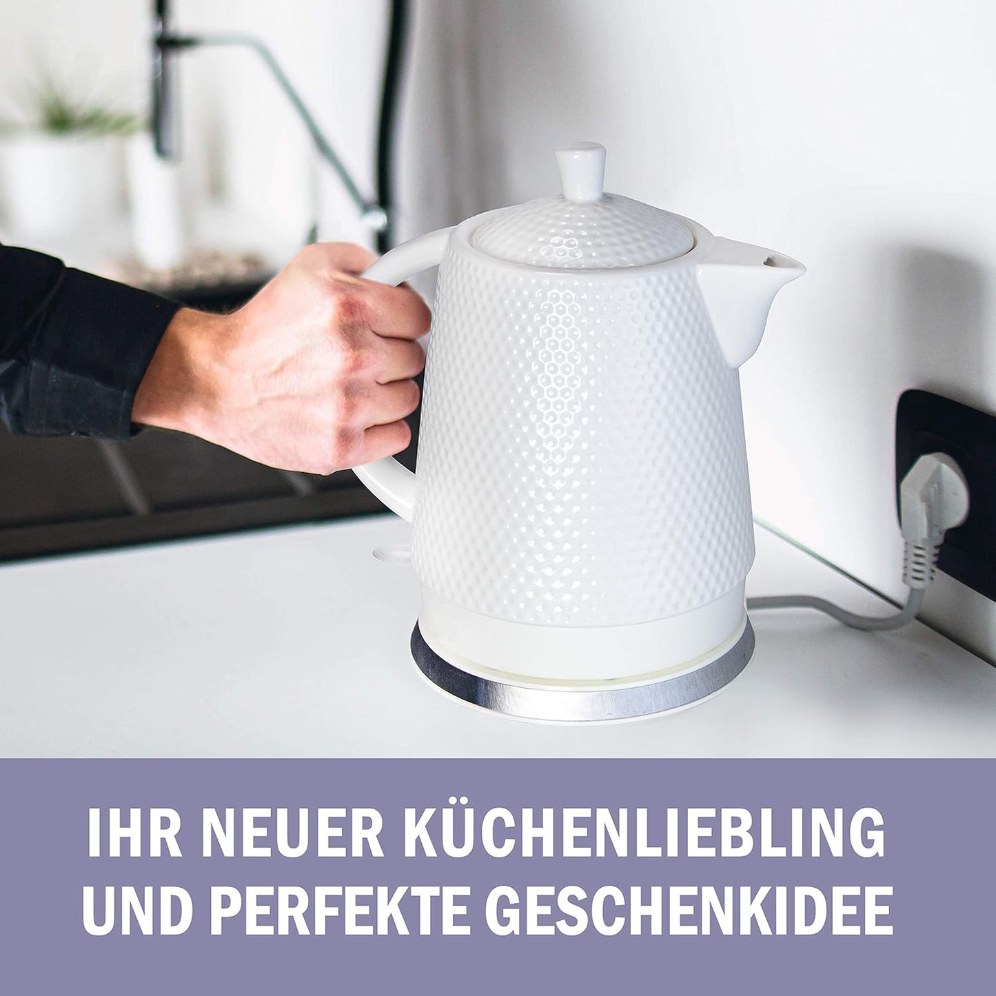 Weisser Schwan - Keramik-Wasserkocher im Retro-Design