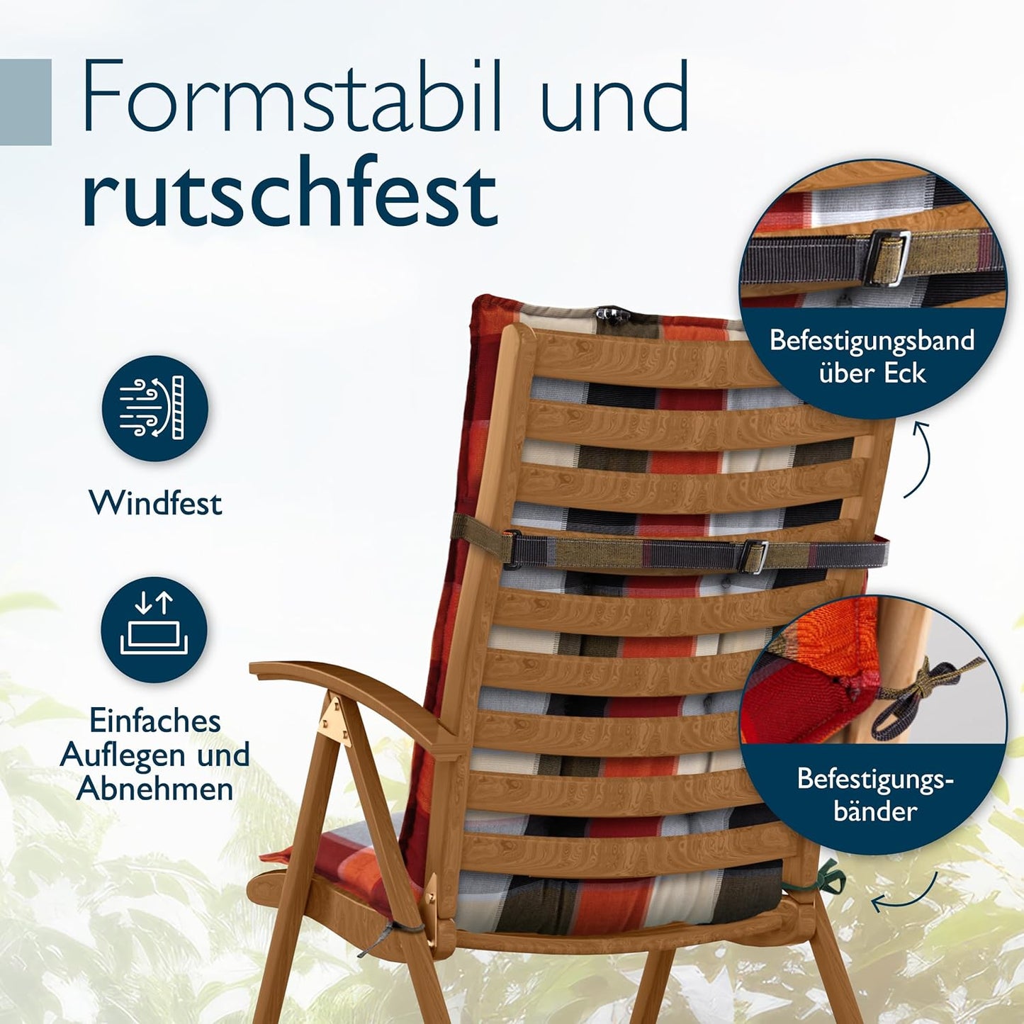 Hochlehner Auflagen-Set (3 Stück, kariert), 3 Auflagen Orange Beige Kariert