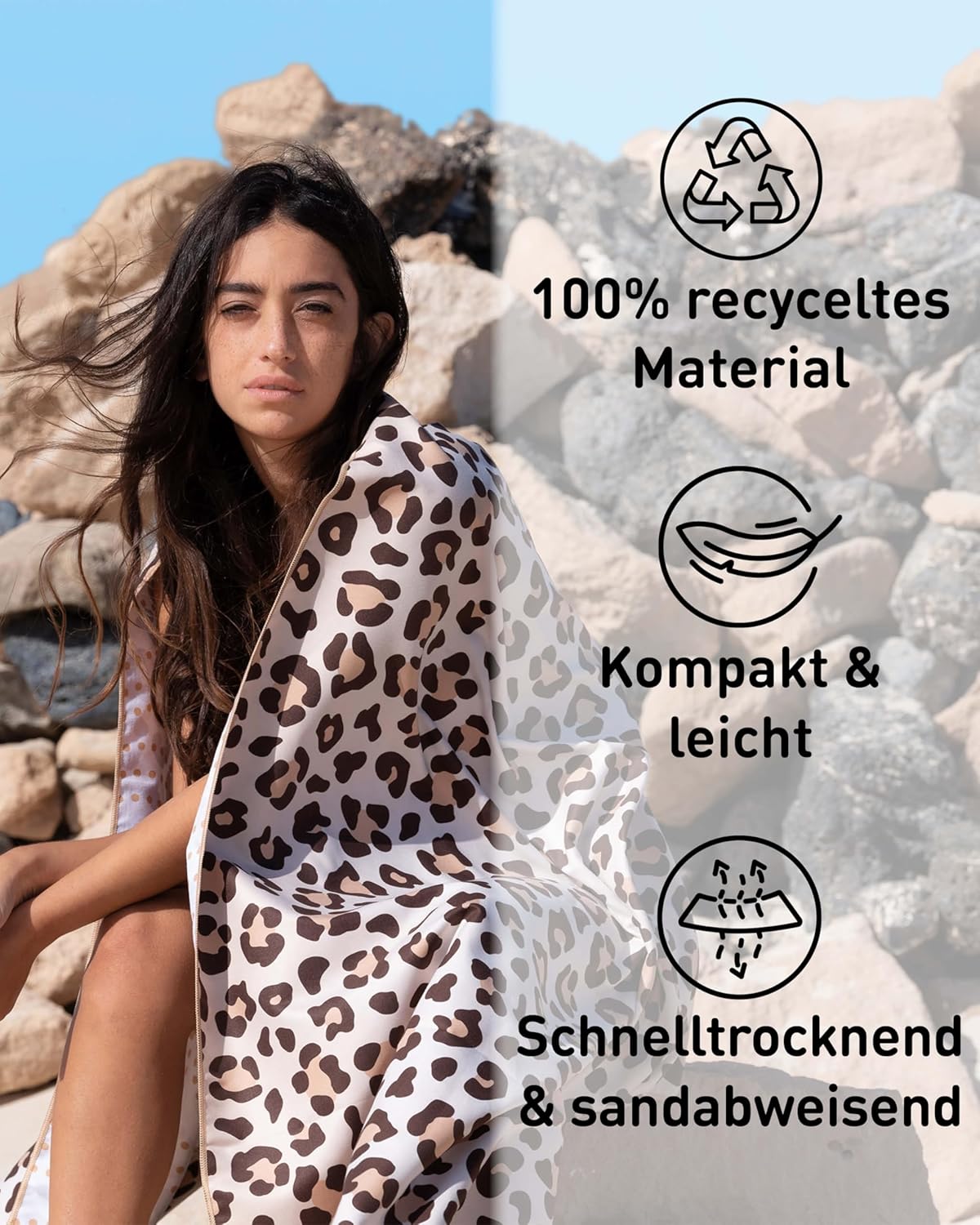 Schnelltrocknendes Strandhandtuch, 160cm x 90cm 32 Leo