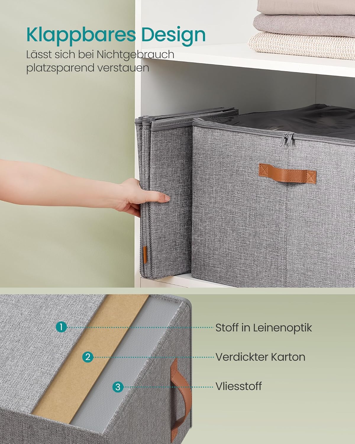 Schuh-Organizer für 16 Paar mit transparentem Deckel, Taubengrau