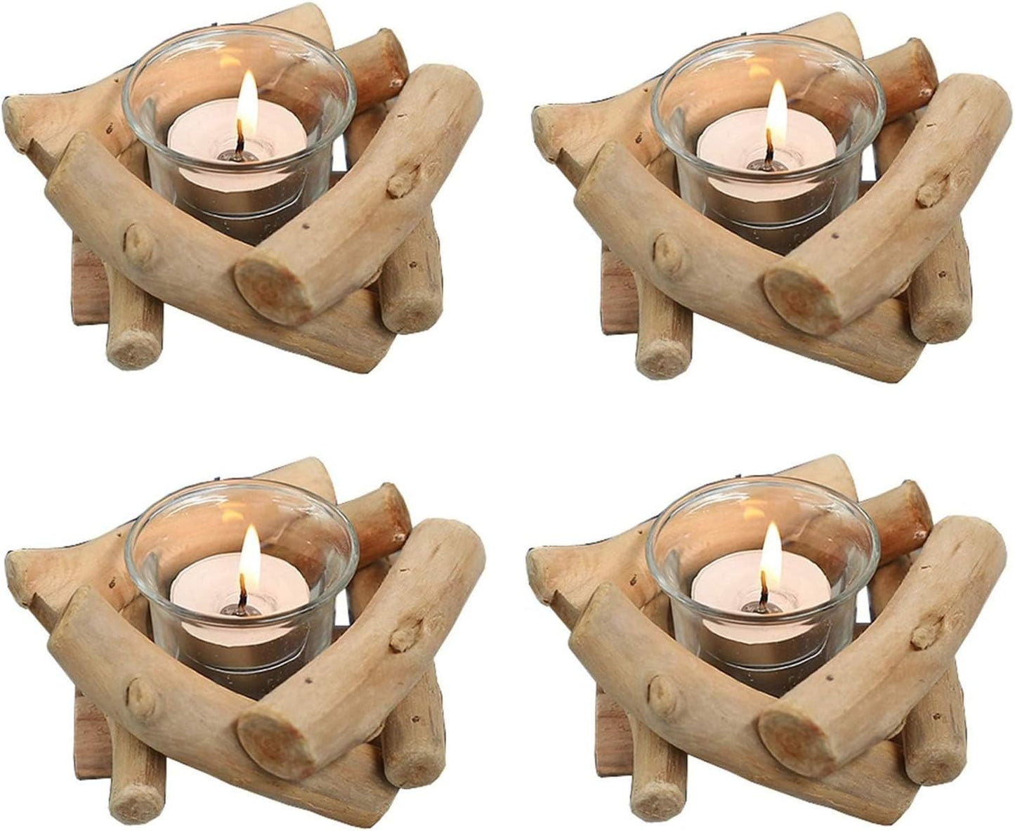 4er-Set Rustikale Teelichthalter, 4 Pcs