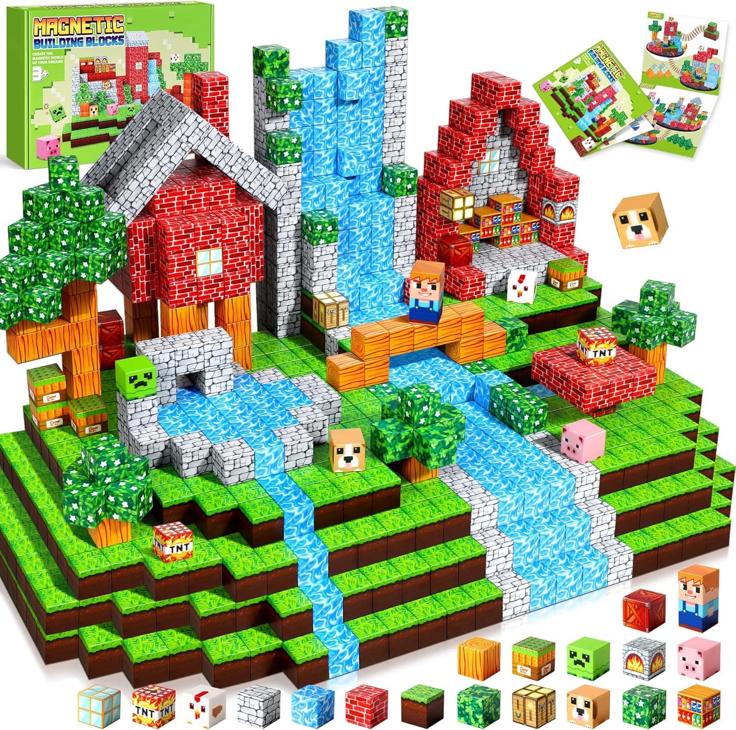 Magnetische Bausteine für Kinder, 108 Teile-rasen