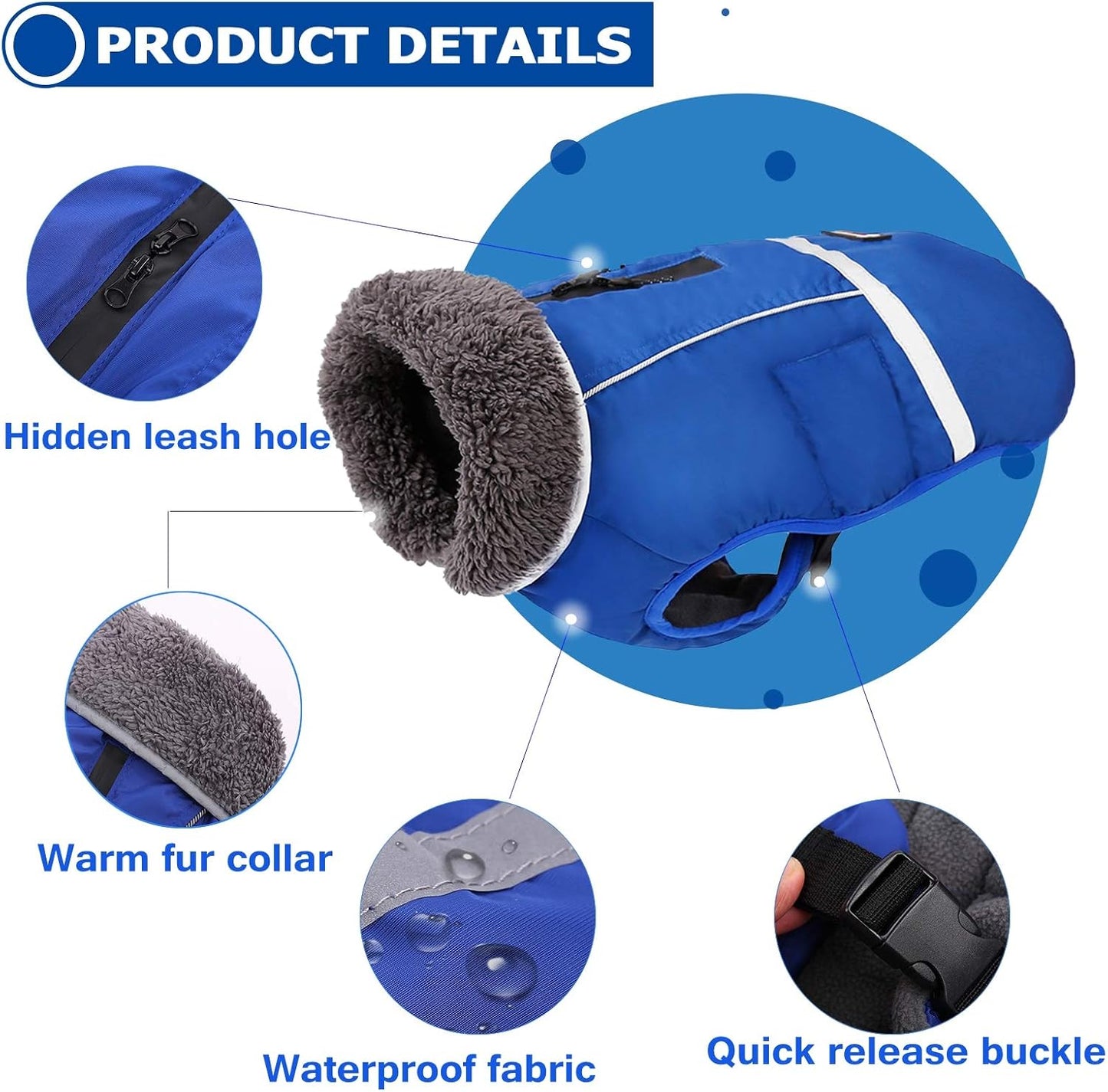Hundewintermantel, Blau Small（Pack of 1）