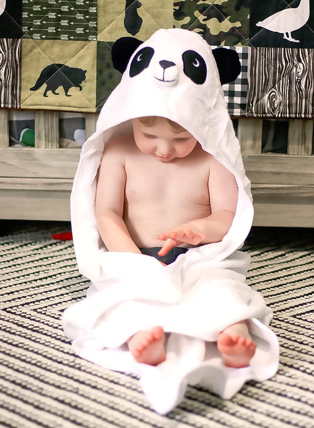 Baby Kapuzenhandtuch-Set Panda mit Waschlappen, Panda