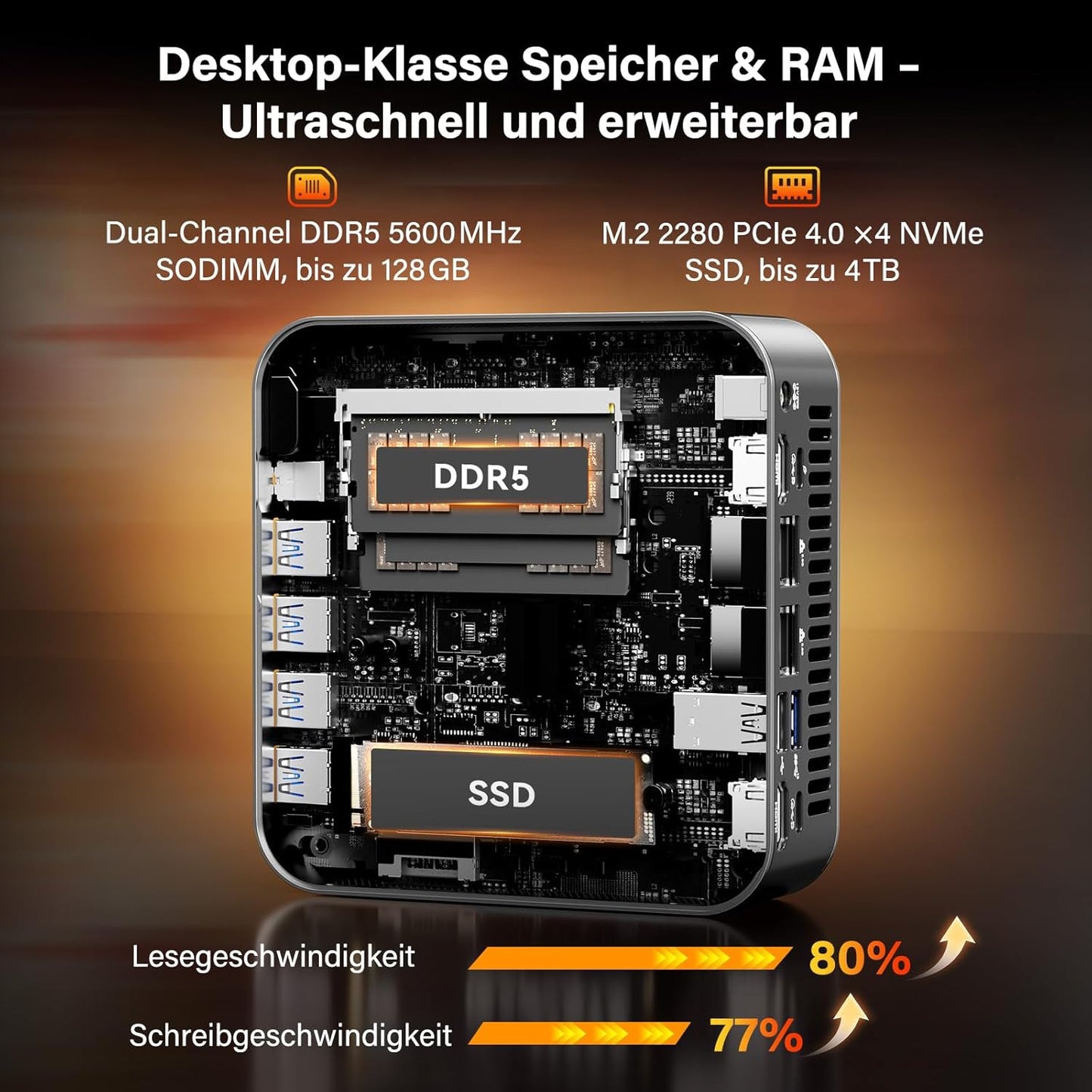 AI Mini PC A9 Max mit Windows 11 Pro, A9 Max AI 9 HX 370(32GB+2T)