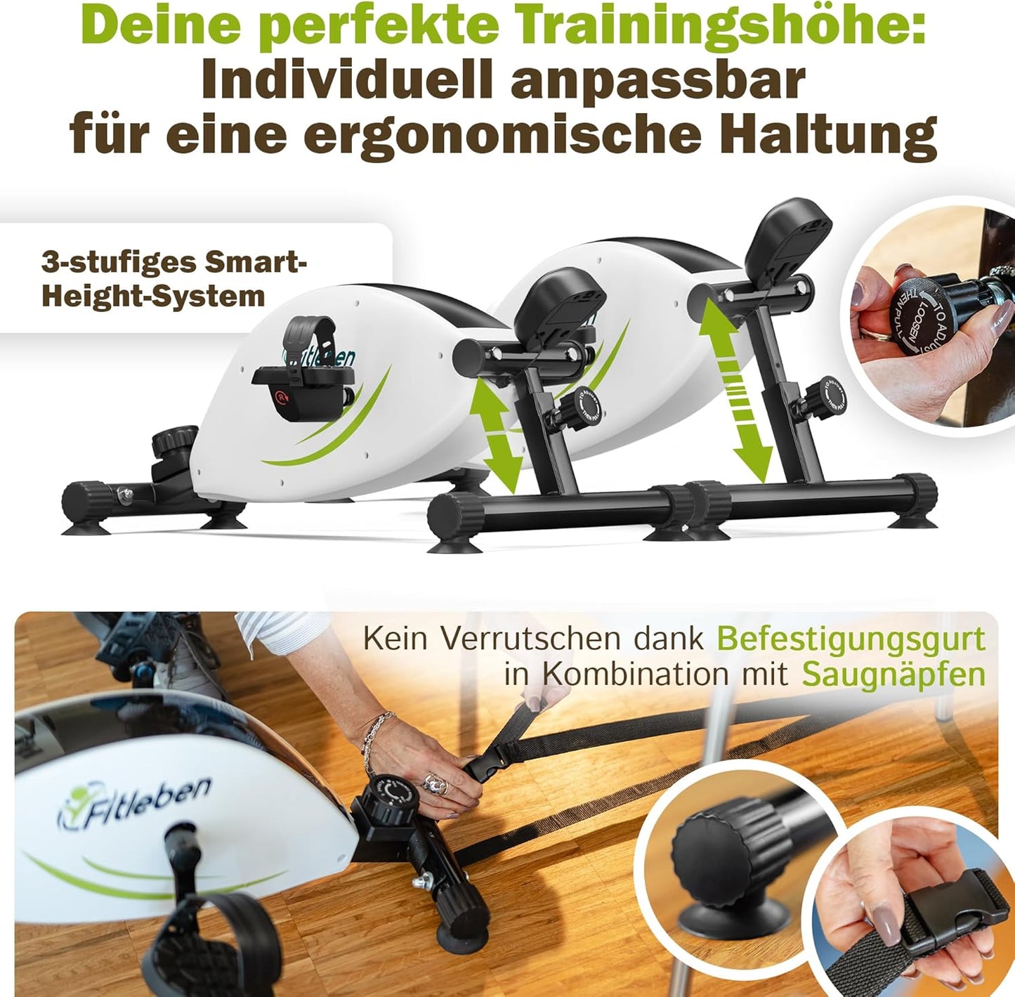 Höhenverstellbarer Pedaltrainer, Weiss