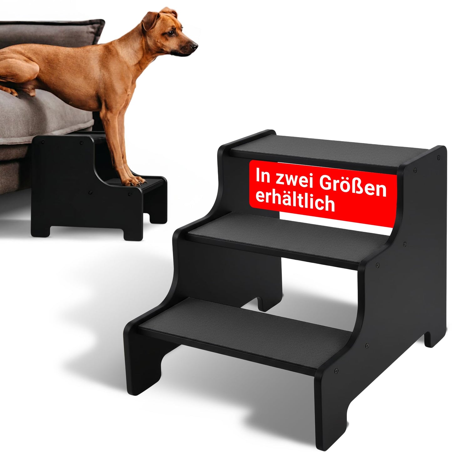 Haustiertreppe für Hunde und Katzen, 3 Stufen schwarz