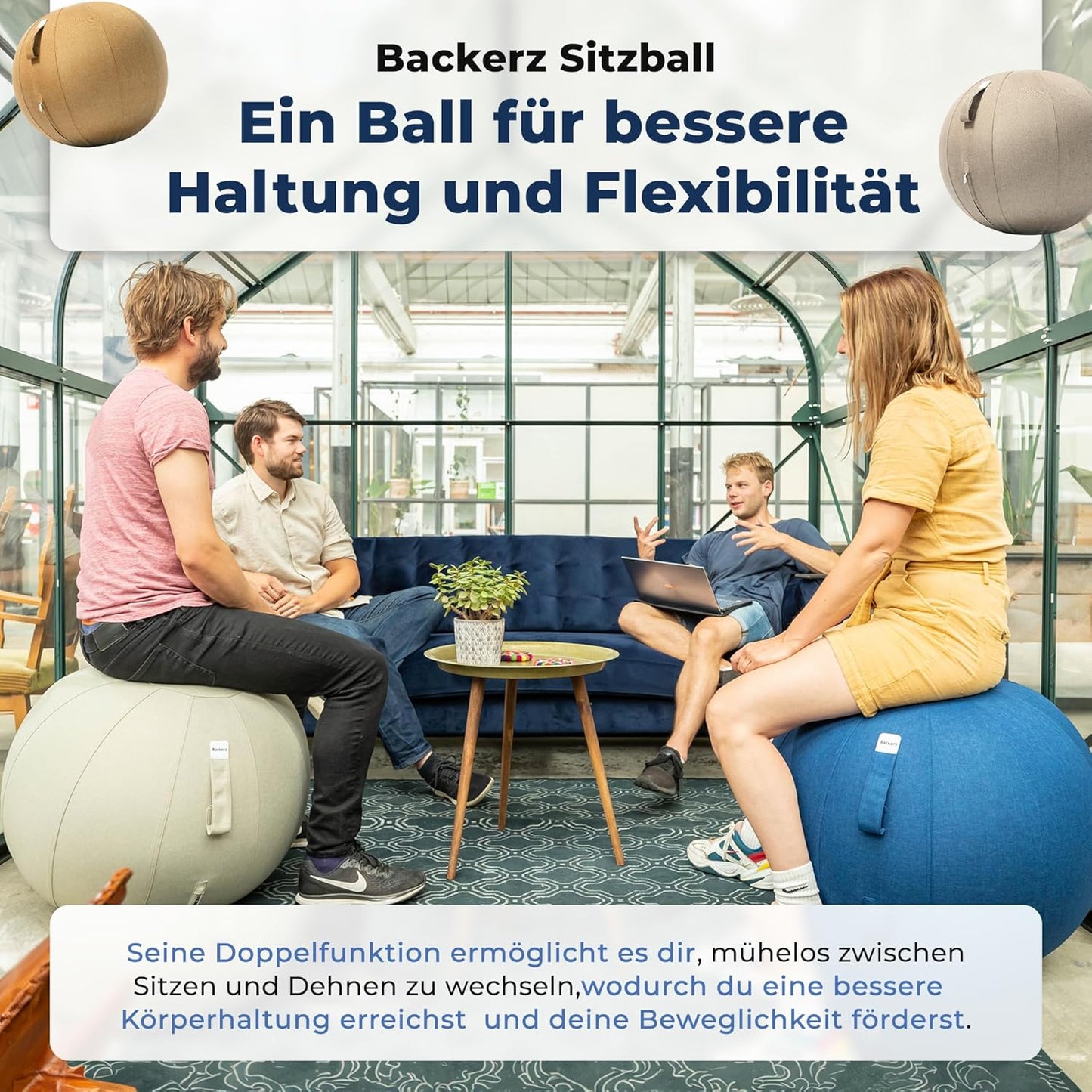 Ergonomischer Sitzball fürs Büro (65 cm), 65 cm Gelb