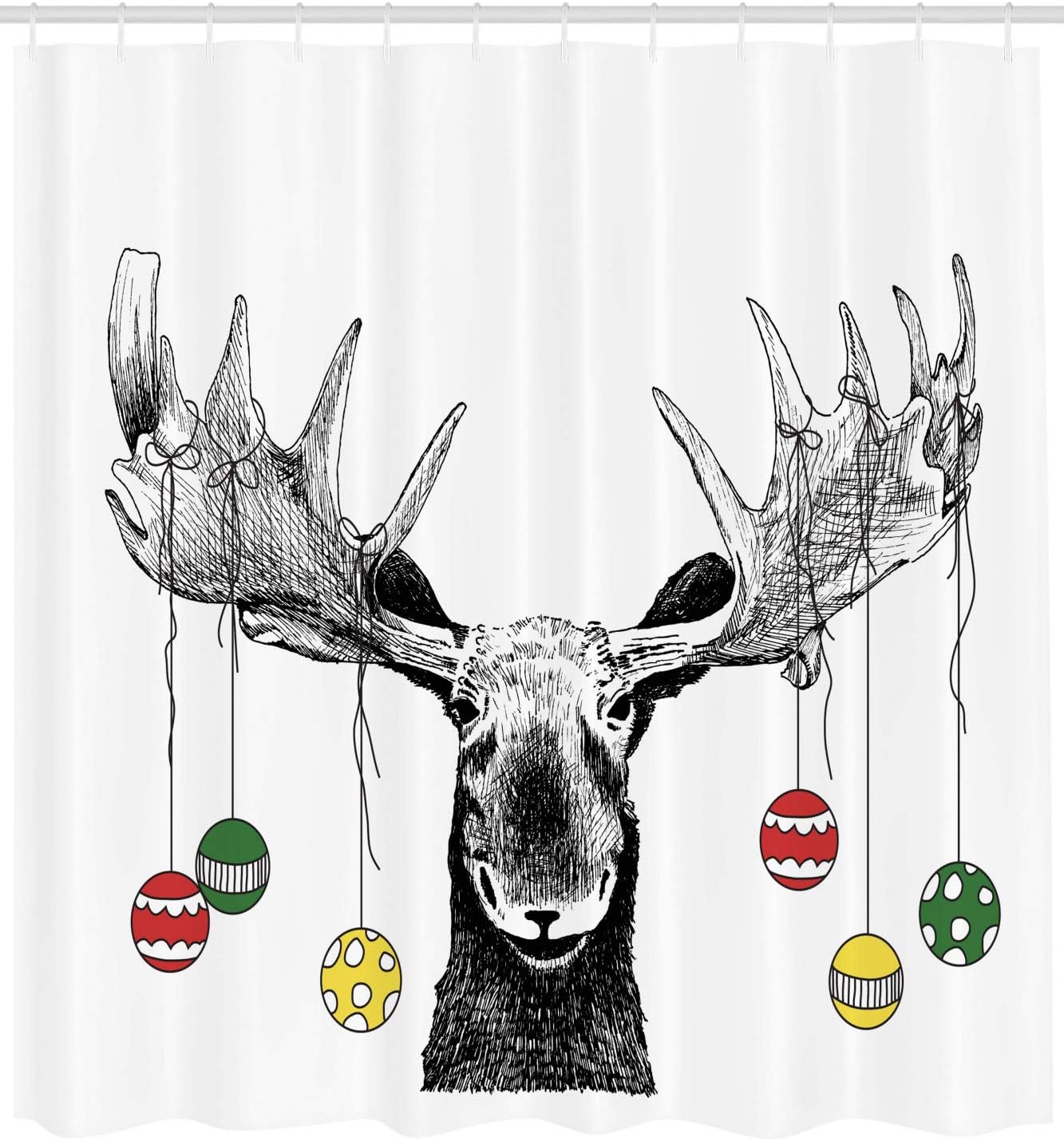 Weihnachtlicher Duschvorhang-Set mit Haken, H180 x B175 cm (1er Pack) Mehrfarbig Grau