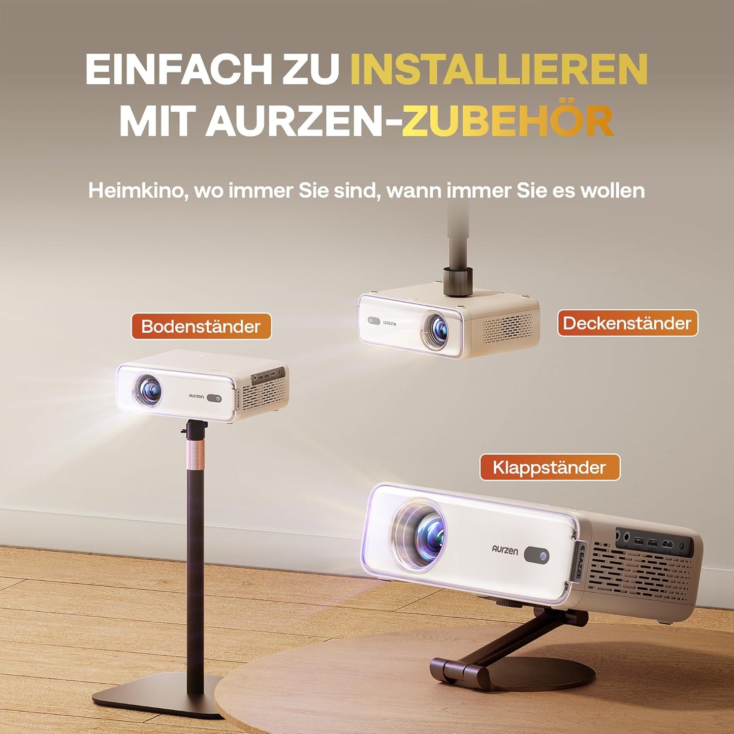 Eazze D1 Heimkino Beamer mit 4K Unterstützung