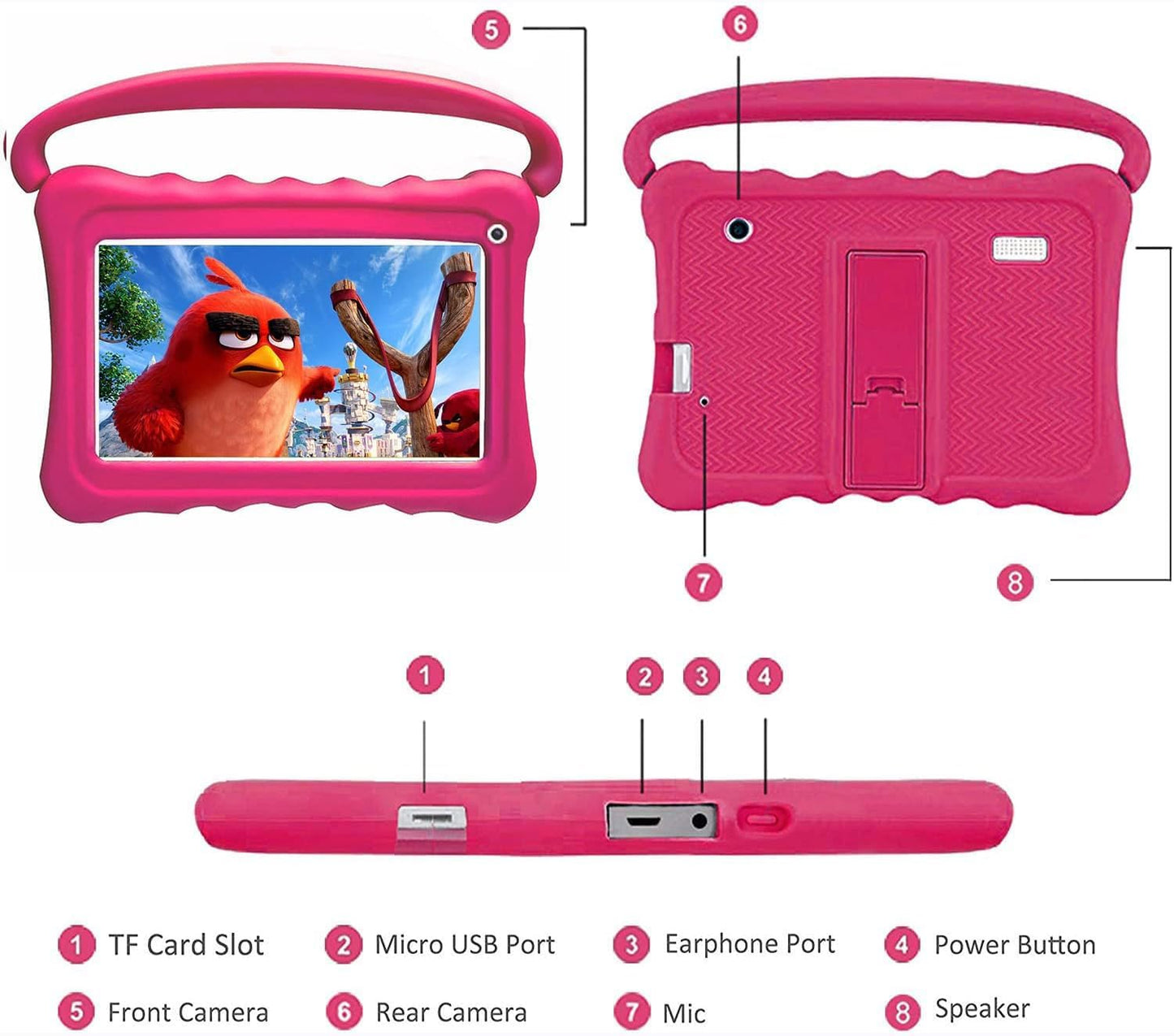 Kinder Tablet mit Schutzhülle, Rot
