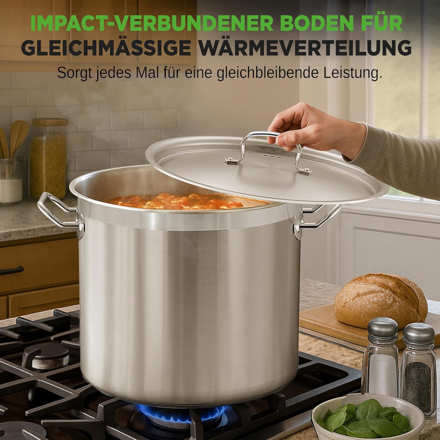 Suppentopf mit Deckel, 33 Liter