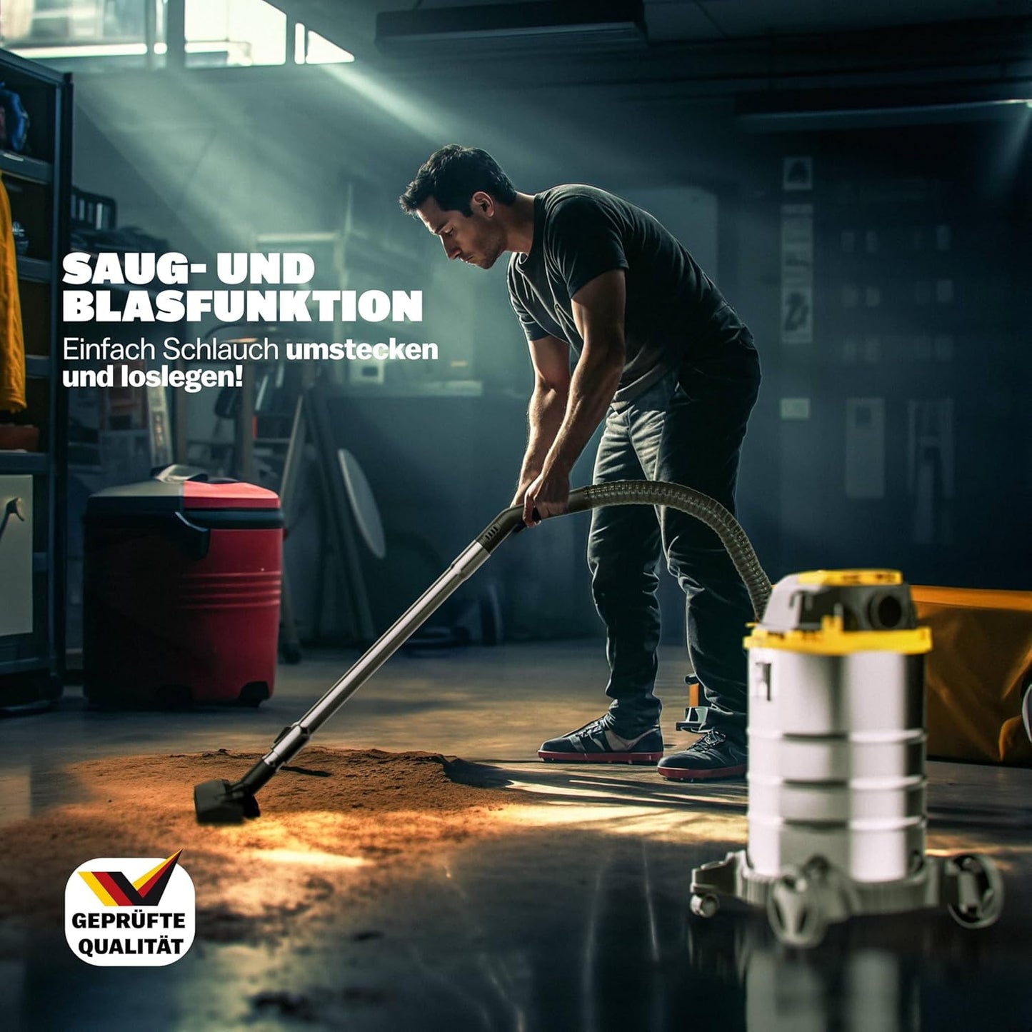Nass-Trockensauger mit Blasfunktion, Silber Gelb