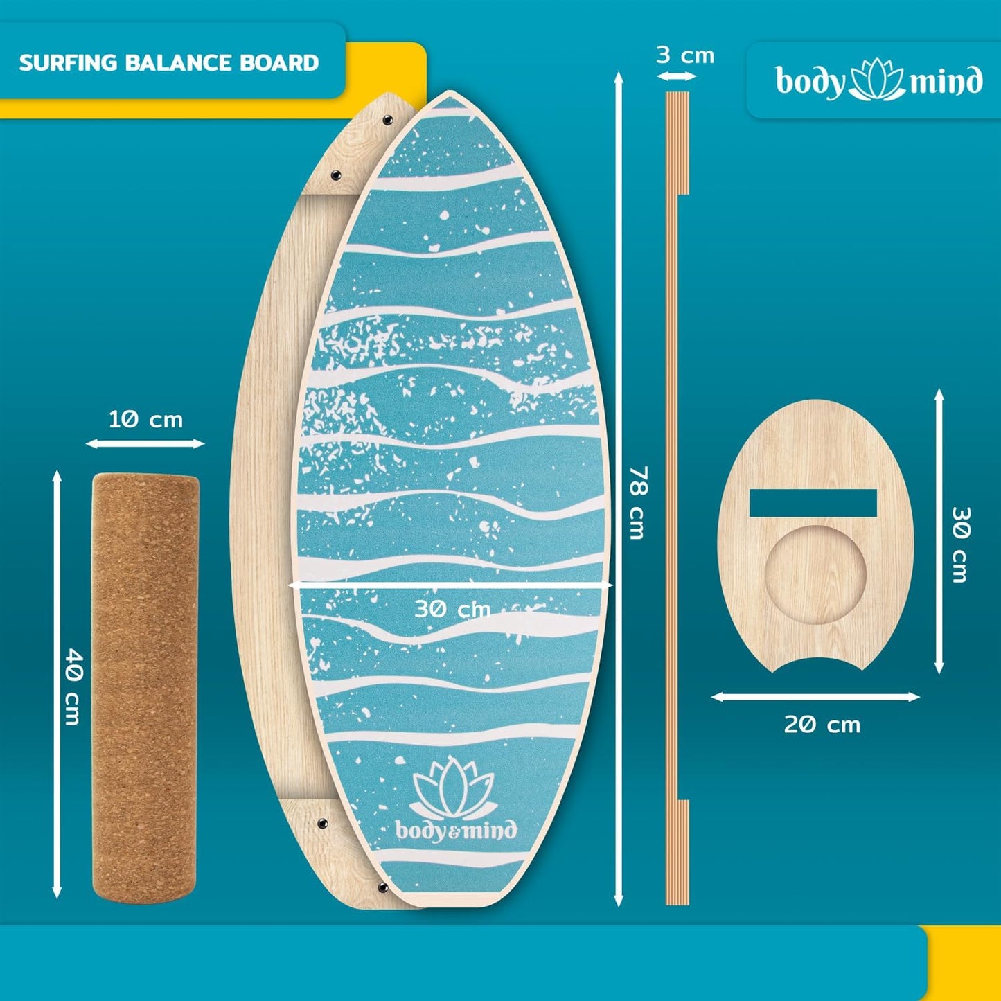 Surf Balance-Board für Gleichgewichtstraining, Light Waves