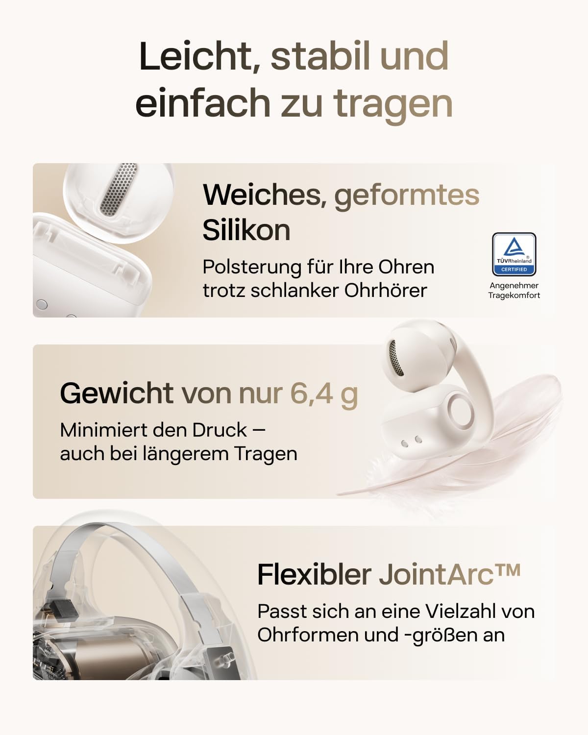 OpenDots 2 Open-Ear Clip-On Earbuds, Weiss