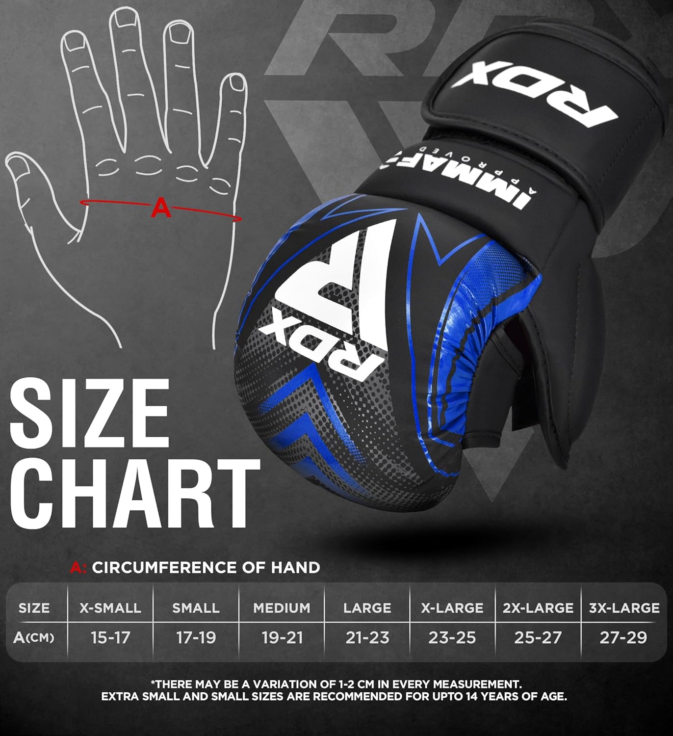 Boxhandschuhe mit offener Handfläche, Blau M
