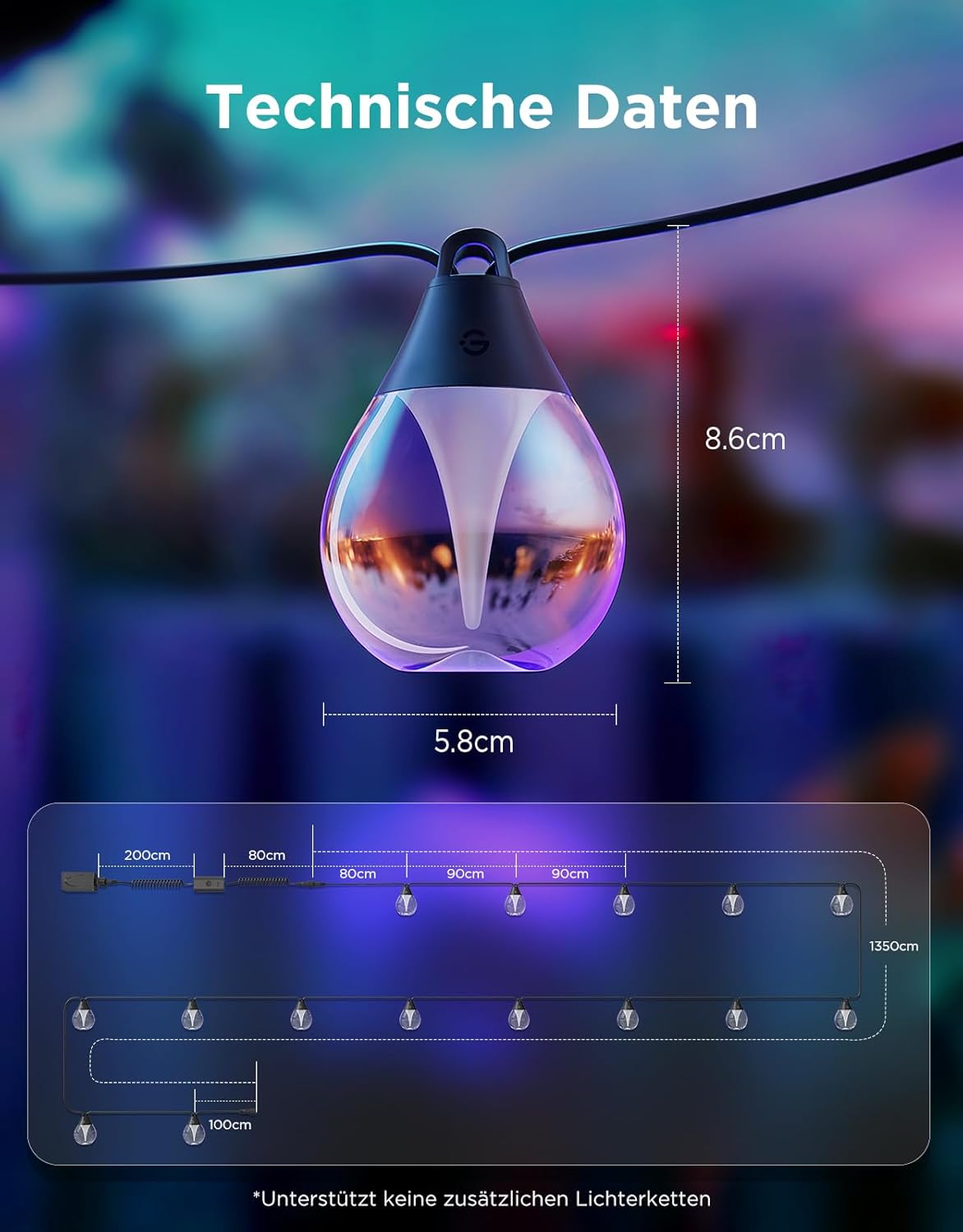 Dimmbare LED Lichterkette, 15m