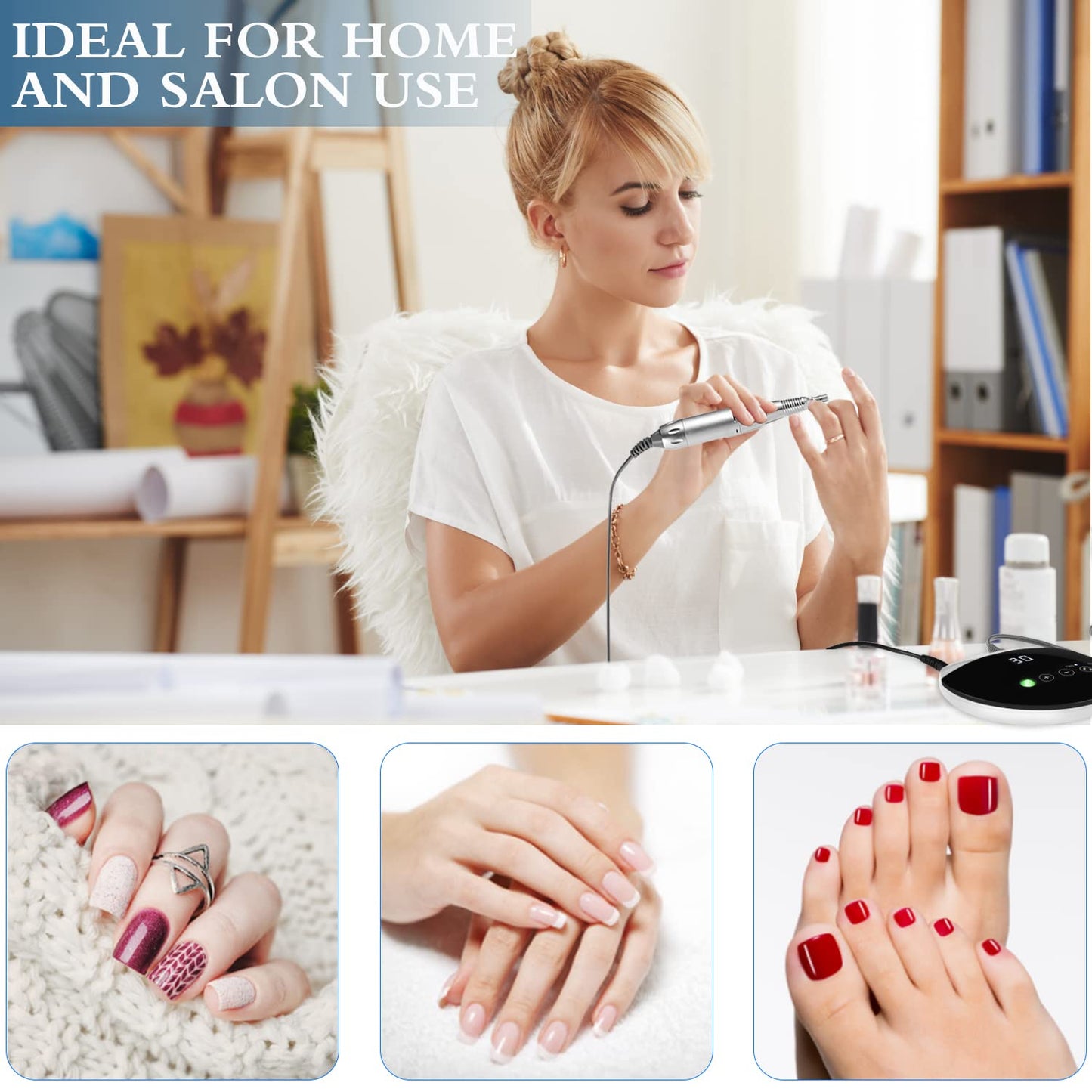Elektrisches Nagelfräser-Set – 35.000 U/min, mit Display und Touchscreen, Powerful Verkabelt Professionell – Touchscreen