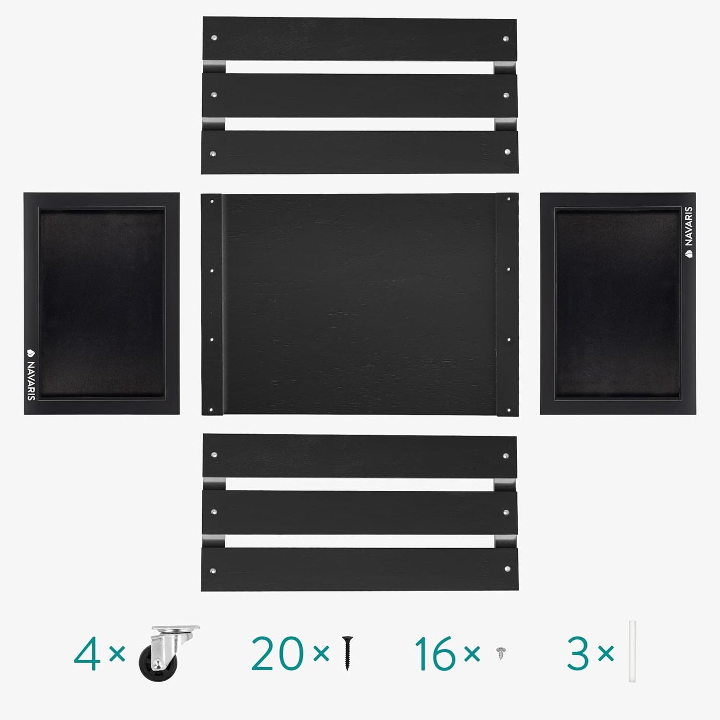 Schallplatten-Kiste mit Kreidetafel, Schwarz