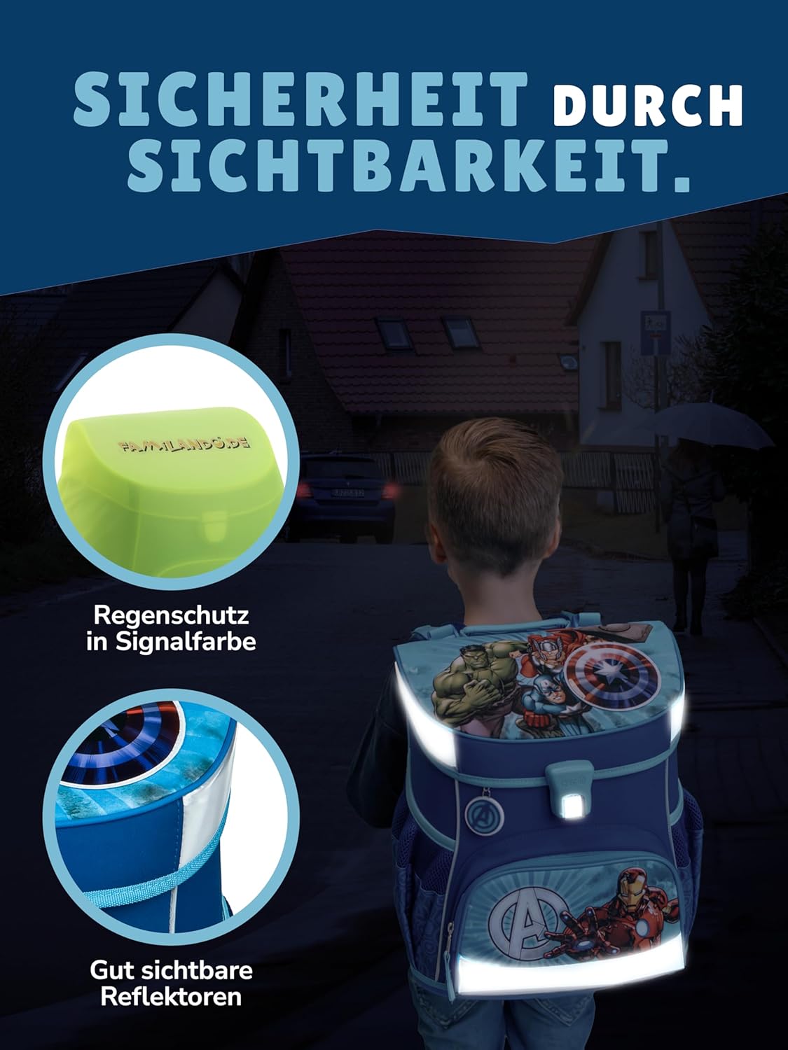 Ergonomisches Schulranzen-Set, 9-teilig, Marvel Avengers, 9-teiliges Set mit Sporttasche