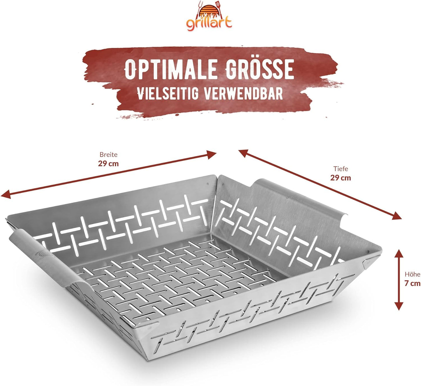 XL Grillkorb Edelstahl für Gemüse und Fisch, XL Grillkorb