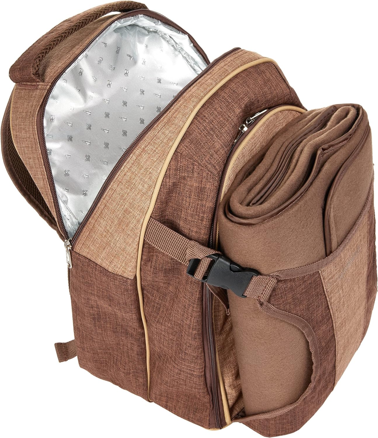 Picknickrucksack, Braun - 4 Personen
