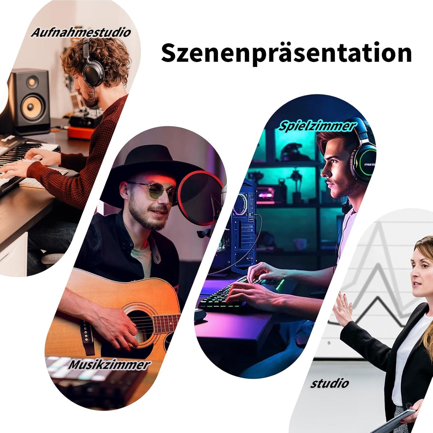 18-teiliges Akustikplatten-Set, 18 Stück schwarz