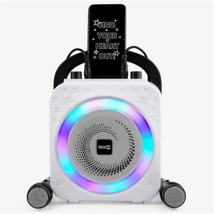 Bluetooth Karaoke Maschine (mit 2 Mikrofonen), Black Disco Light